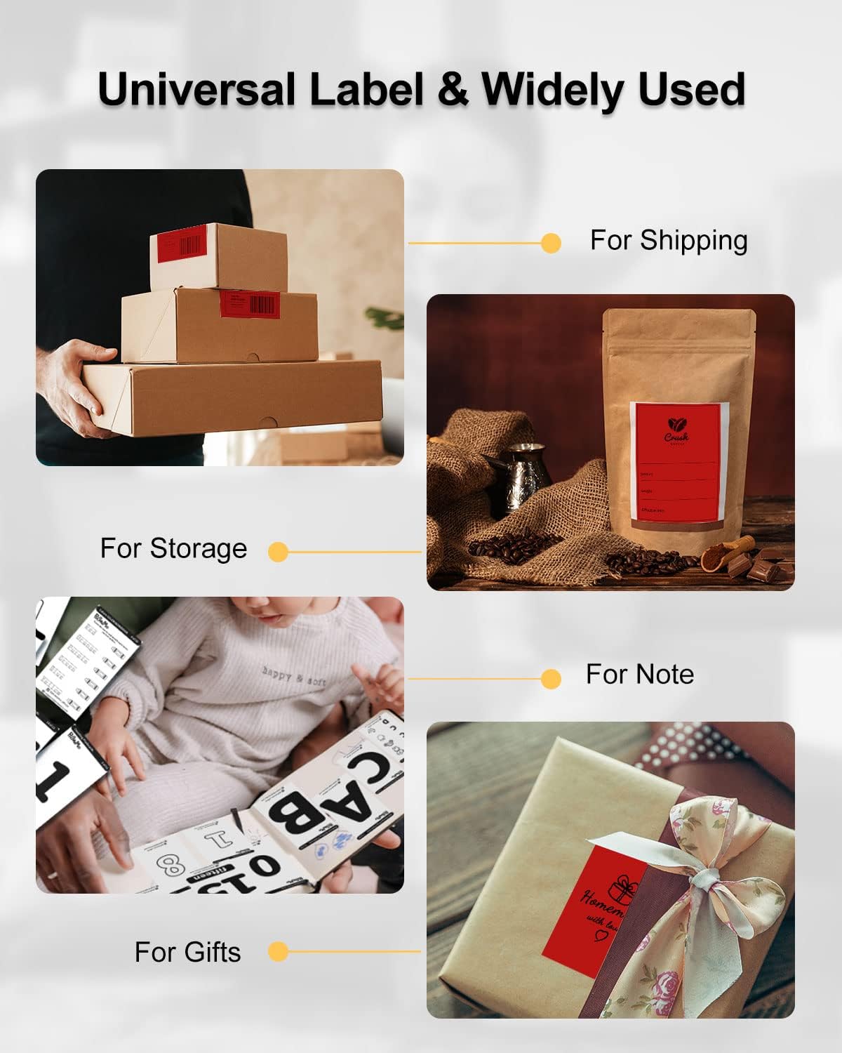 Phomemo 4x6 Thermal Label Printer Paper - 500 PCS Red 4"x6" Fan-Fold Shipping Supplies Labels - Water/Oilproof Label Stickers - Permanent Adhesive 4x6 Mailing Labels Paper for Thermal Printer