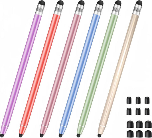 6 Pack Stylus Pen for Touchscreen, Smozer 2 in 1 High Sensitivity Capacitive Stylus Pen for iPad, iPhone, Android Smartphone, Tablets and All Universal Touch Screens Devices with Fine Tip Stylus