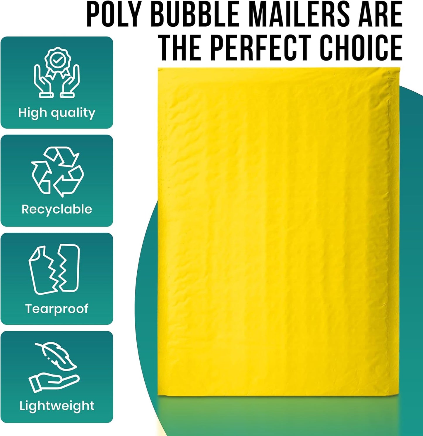 Levex - #2 8.5" x 12" [5 Pack] Yellow Poly Bubble Mailers, Padded Envelope Mailers, Packing Envelope & Mailing Bags for Shipping