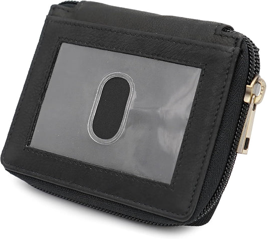 ag wallets Mens Zip Around Leather Wallet with Inserts (Black Napa)