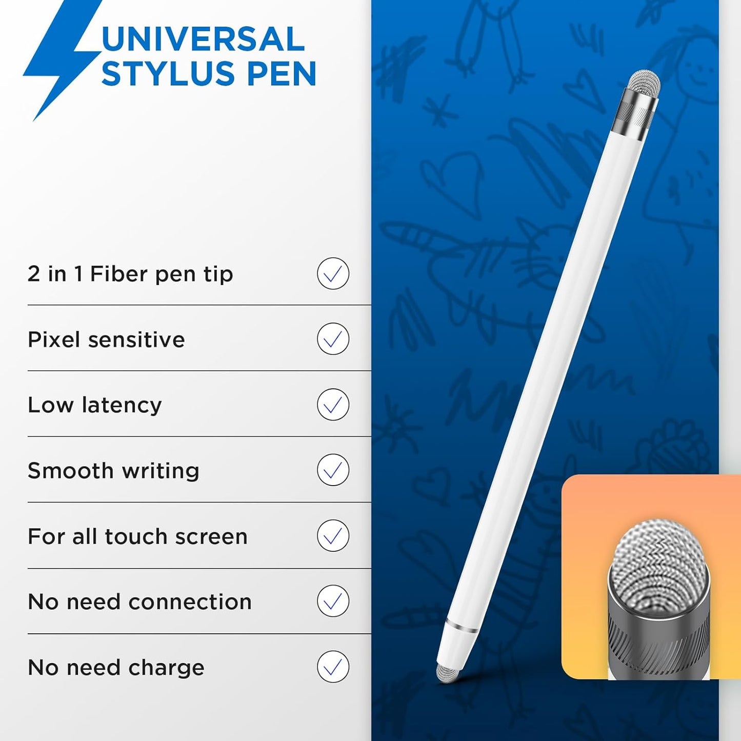 OASO Stylus Pen Set, Universal Stylus & Tilt Drawing Palm Rejection Stylus Pencil for Apple iPad 6/7/8/9/10, Mini 5/6, Air 3/4/5, Pro 11''/12.9'', M4/M2, Stylus with Pencil Grip & Replacement Tips.