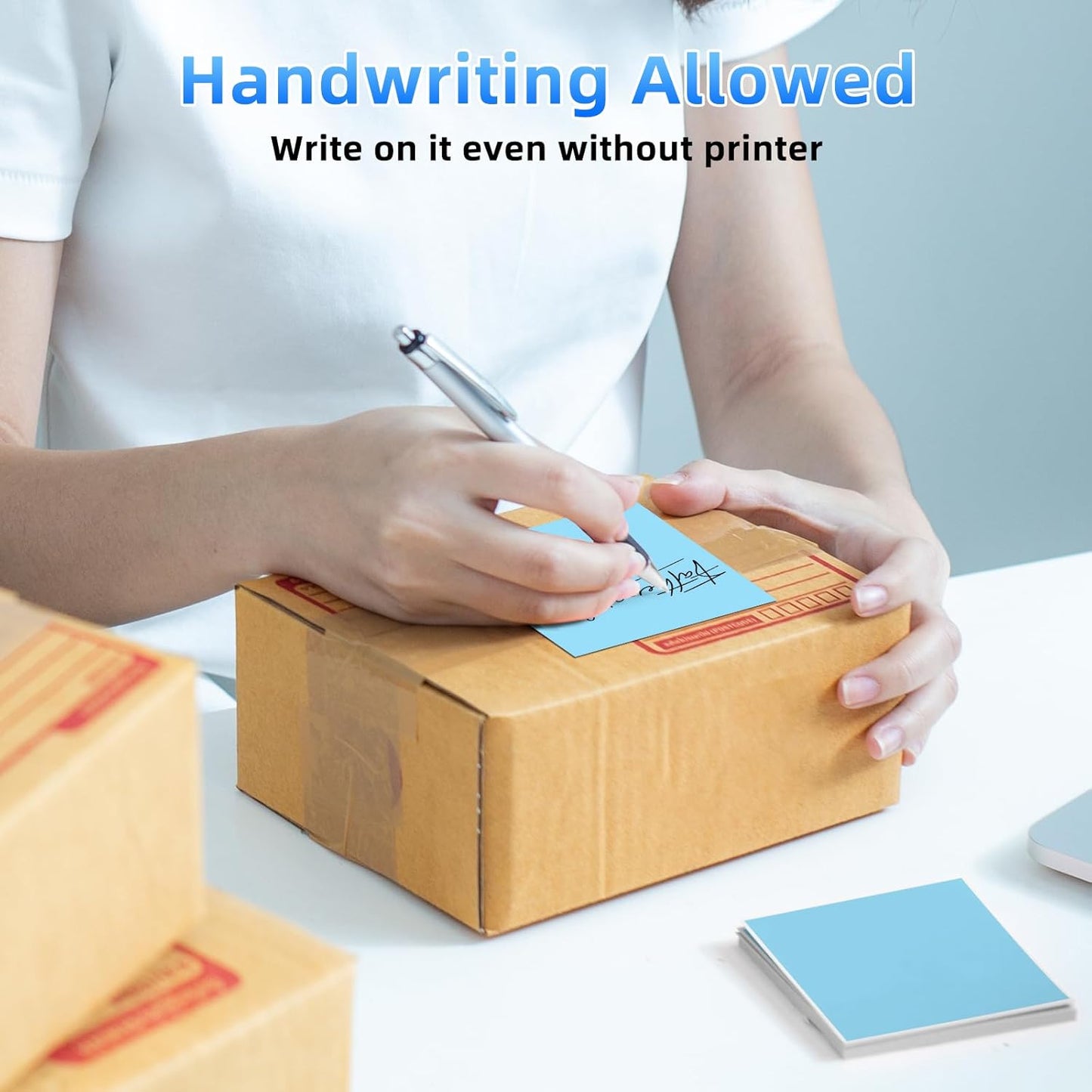 4x6 Thermal Labels, 1 Packs of 500 4x6 Fold Labels Blue - Compatible with JADENS, ASprink, Phomemo, Rollo, Zebra, Omezizy and Other Thermal Printers