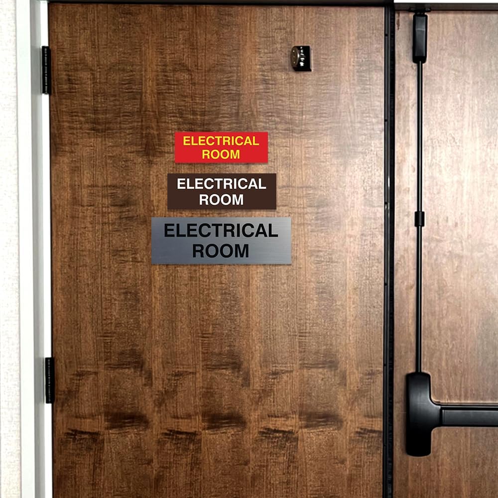 All Quality Basic Electrical Room Sign | Durable Construction | Building Safety - Black/Gold - Large (10 Pack)