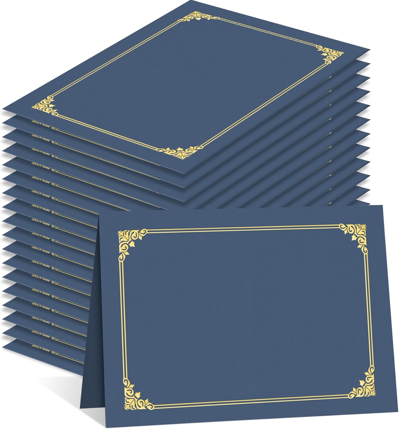 HAUTOCO Certificate Holders 50 Packs Navy Blue Diploma Covers Gold Foil Border Diploma Holders for Letter Size 8.5x11 Award Certificates, Cardstock, Document Papers