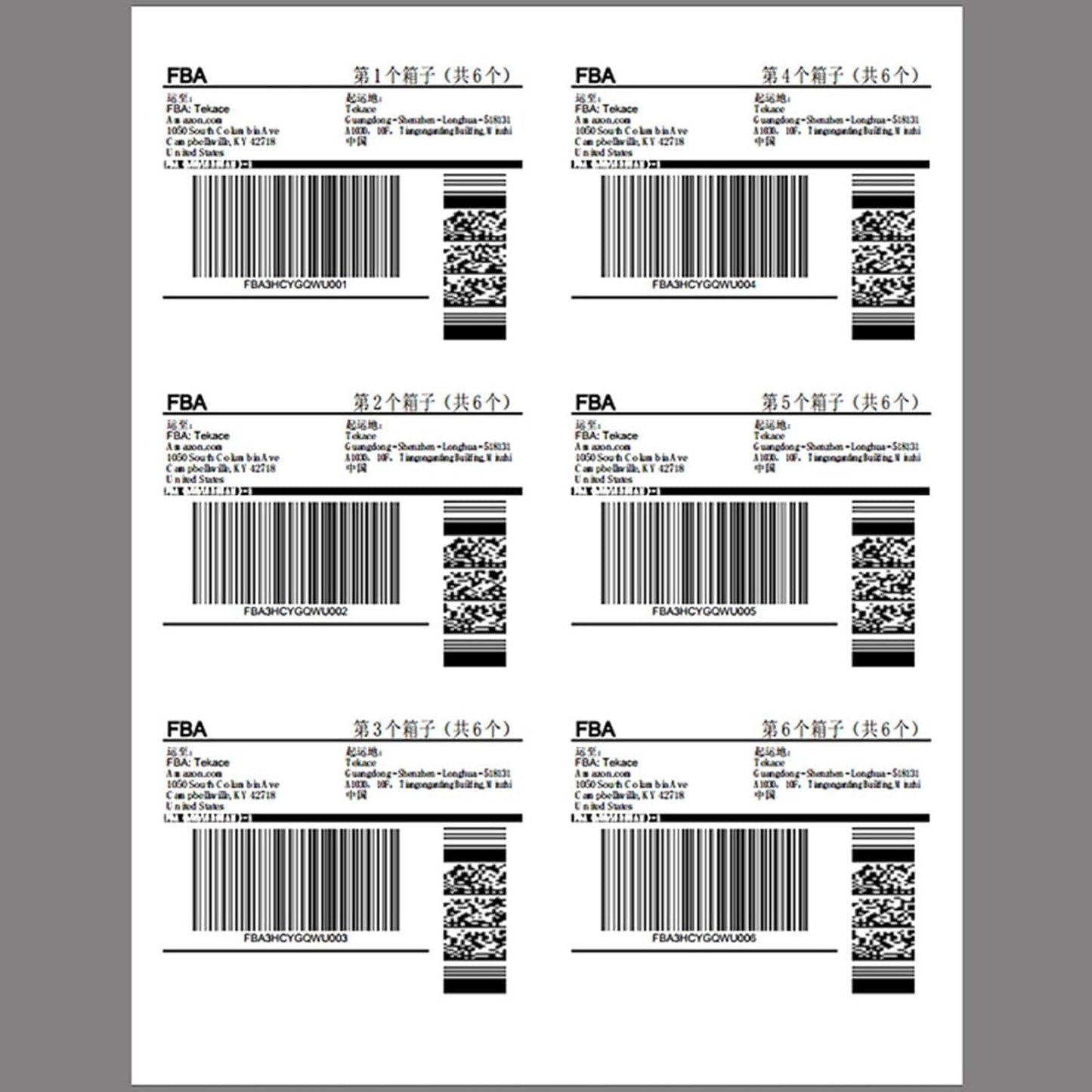 Coopaty 200 Sheets FBA Adderss Labels, 6 per Sheet 3-1/3" x 4" Label Stickers for Laser & Inkjet Printers, 6 Up Shipping Labels, 1200 Printable White Sticker Paper