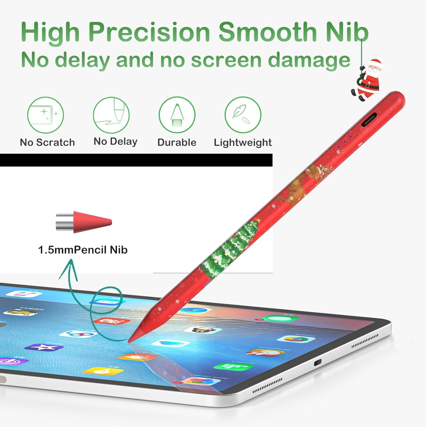 Universal Stylus Pen Compatible for iOS&Android Touch Screen, Pencil with Dual Touch Function,Rechargeable Stylus for iPad/iPad Pro/Air/Mini/iPhone/Cellphone/Samsung/Tablet Drawing&Writing (Red)