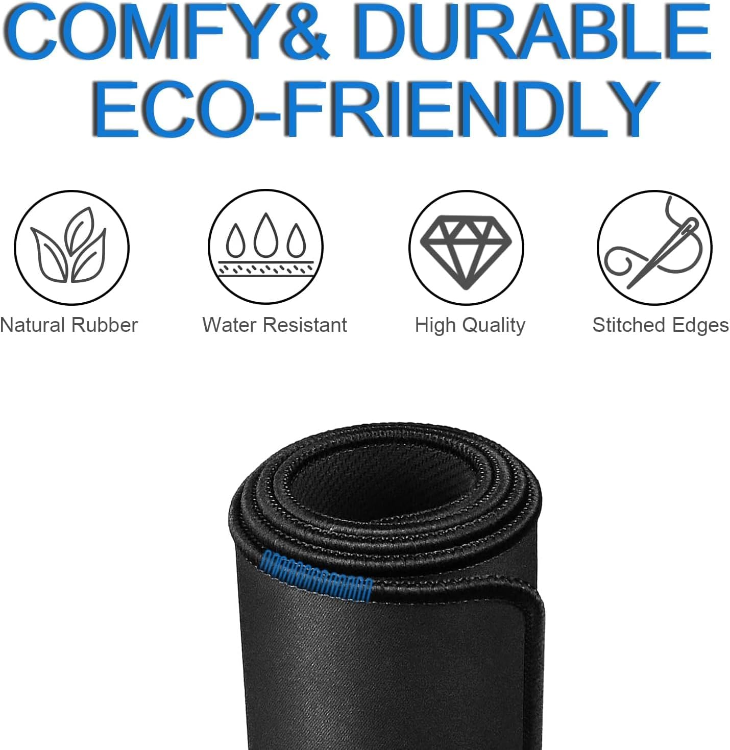 Mouse pad, Gaming Mouse pad Durable Stitched Edge, Premium-Textured Water Resist Mousepad, Non-Slip Rubber Base Mouse Pads for Computers, Laptop, Gaming, Home, Office, 11.8 x 9.9 in, Black