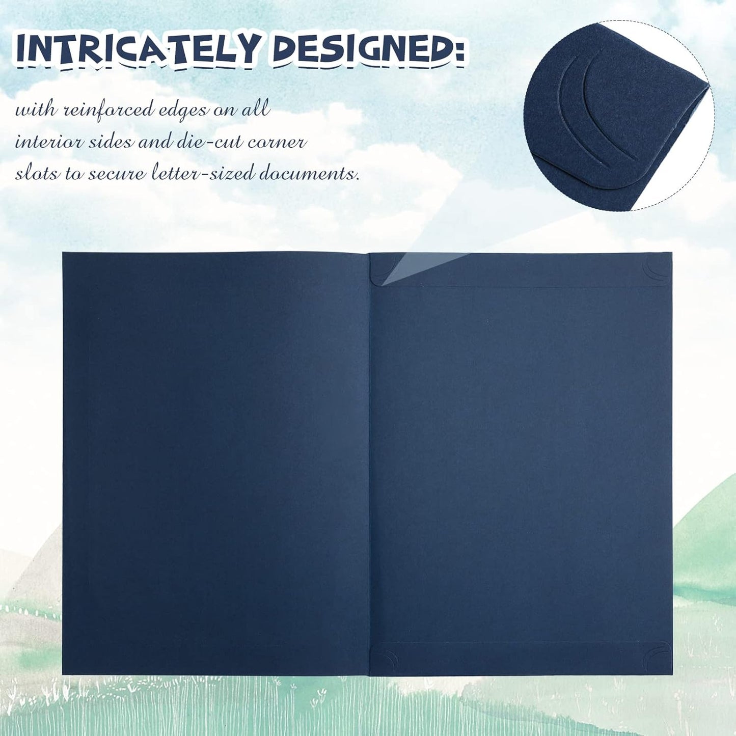 Fainne 80 Pieces Certificate Holders Diploma Holders Document Holder Certificate Covers Certificate Folders with Gold Foil Border for Letter Size 8.5 x 11 Inches Diploma Documents Awards (Navy Blue)