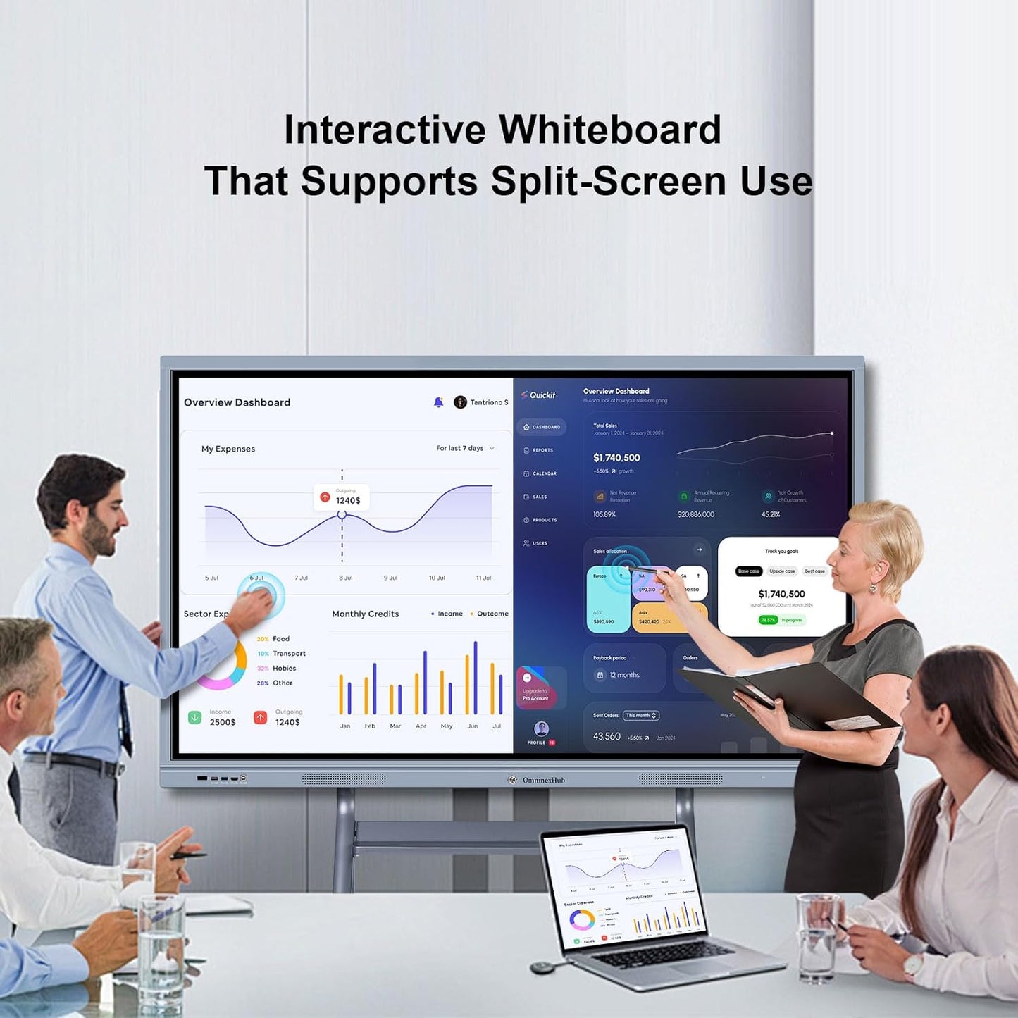 55'' Smart Board, 8+256 GB Interactive Whiteboard, 4K Electronic Digital Whiteboard with Dual System, Android iOS 14.0, Touchscreen Smart Board for Classroom, Office and Home (Wall Mount Included)