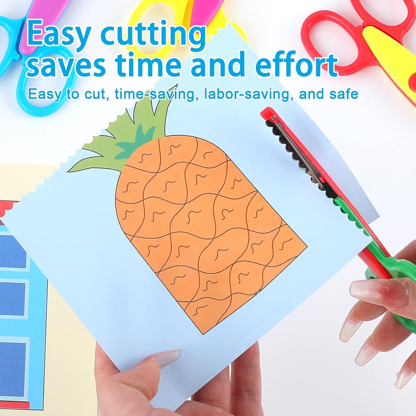 12 Pack Kids Safety Scissors | Blunt Tip with Decorative Edges | 5 Inch Colorful Zig Zag Assorted Patterns for School, Classroom Supplies, Teachers, Art Crafts, Scrapbook, DIY Projects