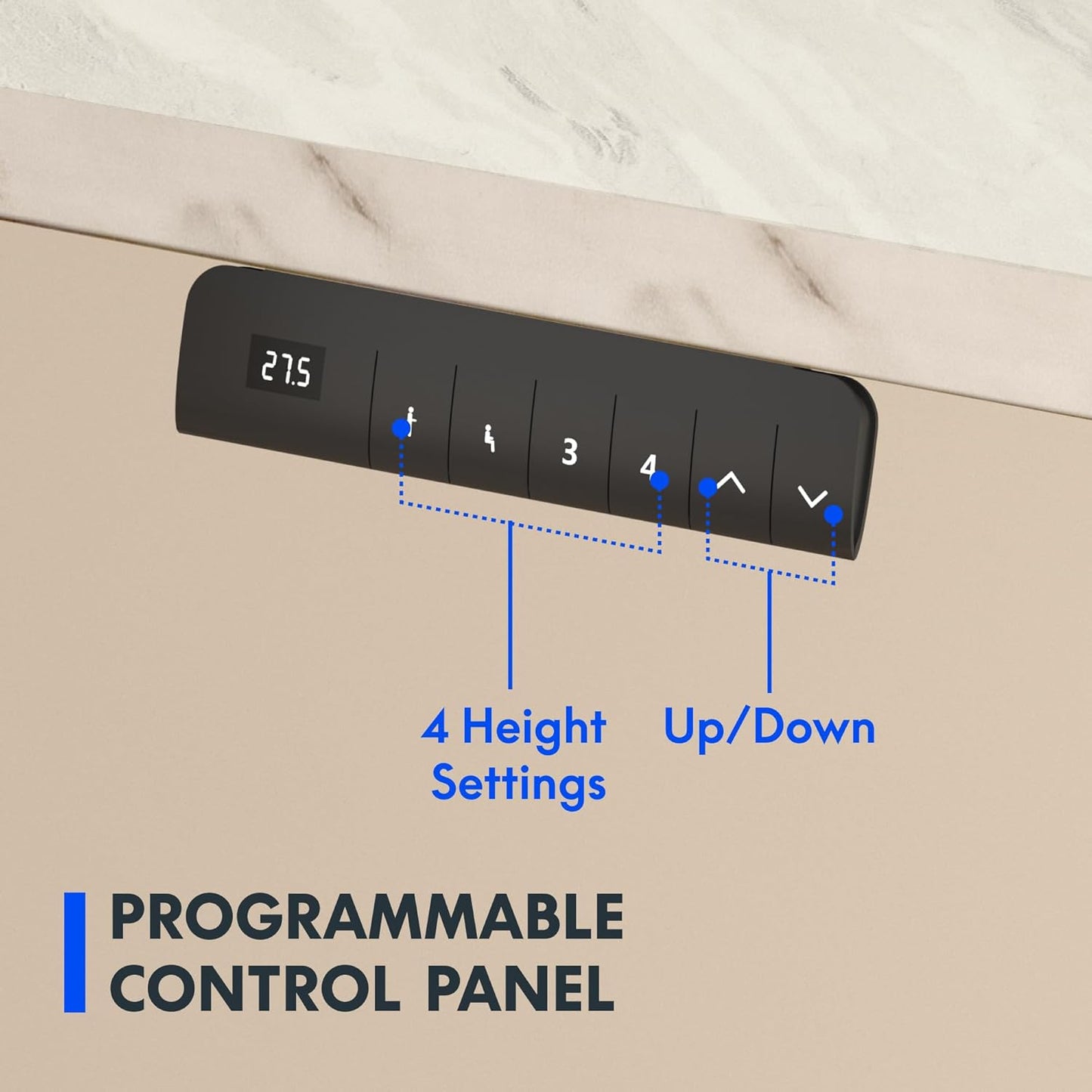 FLEXISPOT E3 Dual Motor Electric Standing Desk 48x30 Inch Whole-Piece Board Height Adjustable Electric Sit Stand Desk (White Frame + Marble Grey Desktop, 2 Packages)
