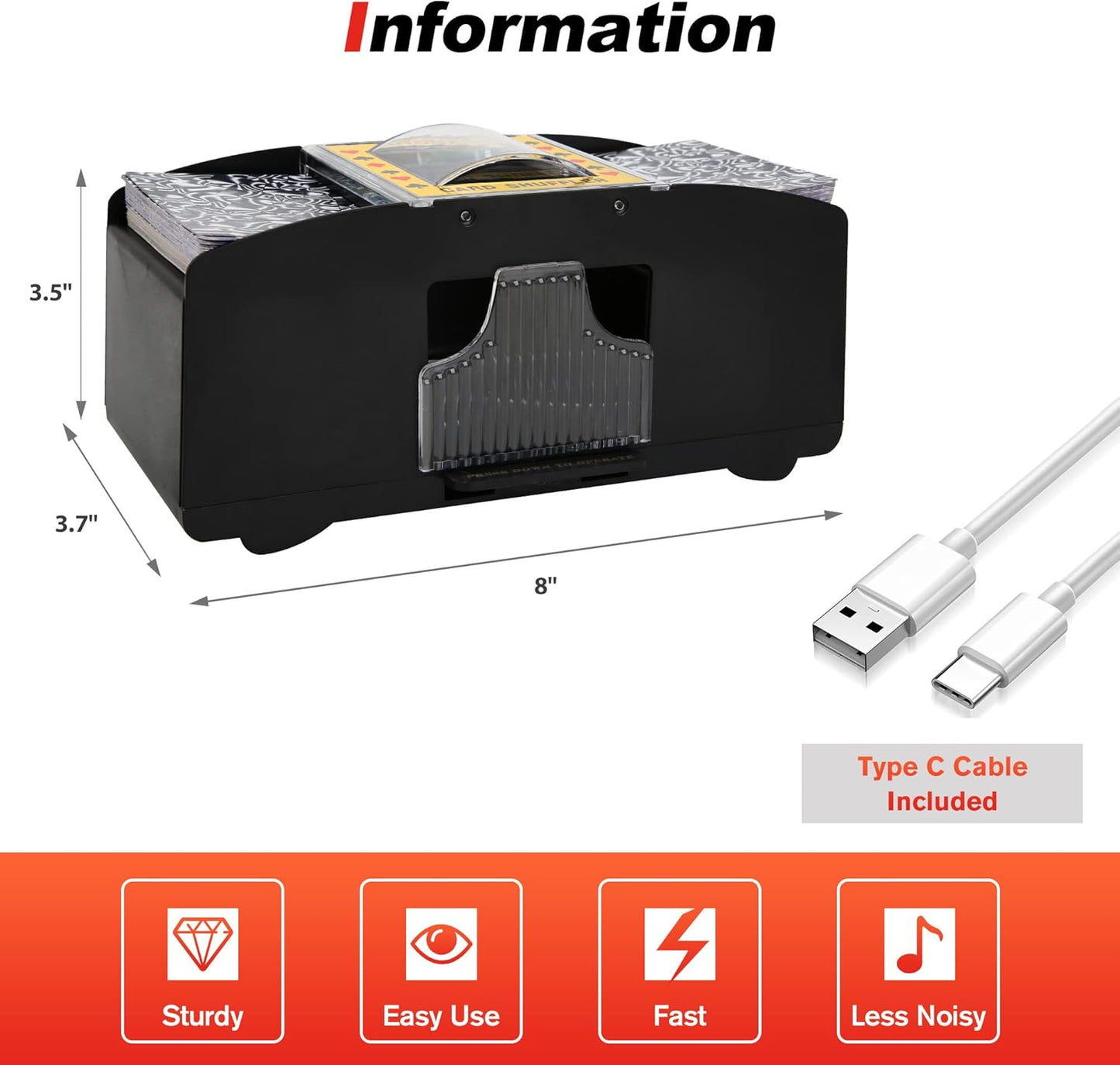 Automatic Card Shufflers 2/6 Deck (Playing Cards Included) - Battery-Operated Electric Shuffler Heavy Duty - Great for Casino, Home & Tournament Use for UNO, Blackjack, Texas Hold'em, Phase 10