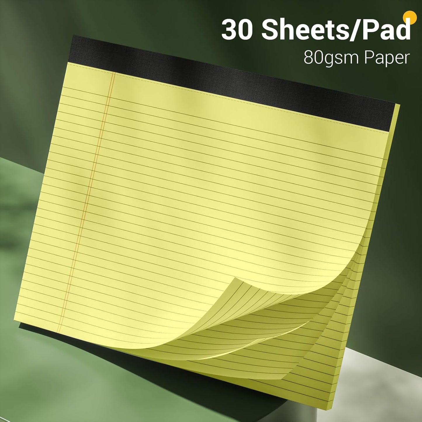 3 Pack Yellow Legal Pads 11 x 9.5 College Ruled Yellow Paper Note Pad Narrow Ruled 30 Sheets Notepads Perforated Writing Pad Clear Print Horizontal Pads of Paper