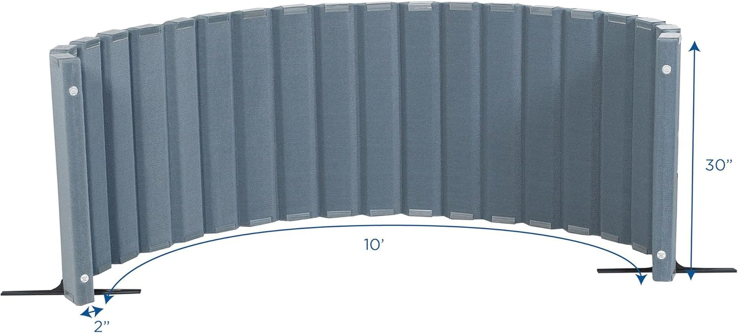 Children’s Factory 30" x 10' Quiet Divider with Sound Dampening Panels, Freestanding Room Divider Wall, Slate Blue