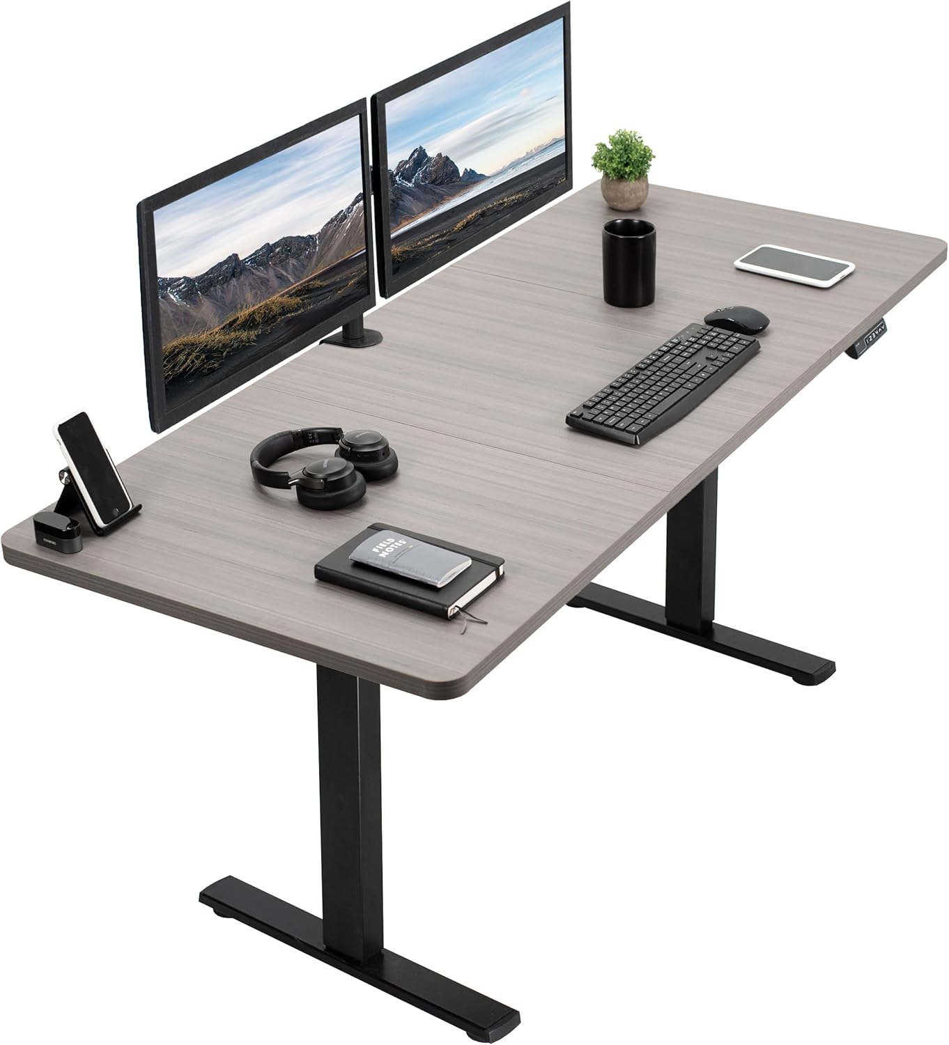 VIVO Electric 71 x 30 in Standing Desk, Memory Height Adjustment, 1B Series, Dark Gray Top Black Frame, DESK-KIT-1B7G