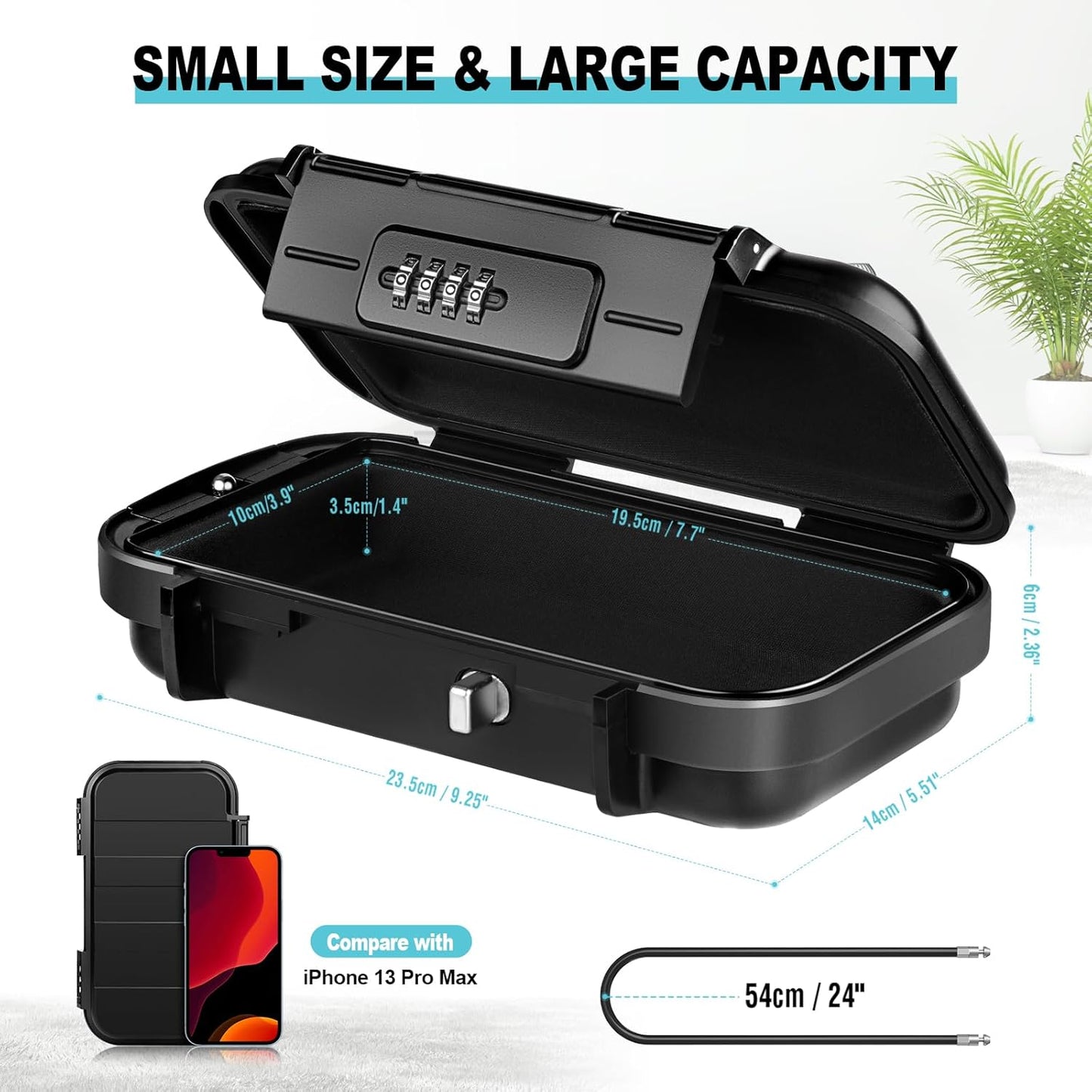 BKNOOU Portable Safe with Removable Chain, Anti-Theft Beach Safe Box, Waterproof Combination Lock Box for Travel, Dorm, Beach, Hotel, Car, Home, Office