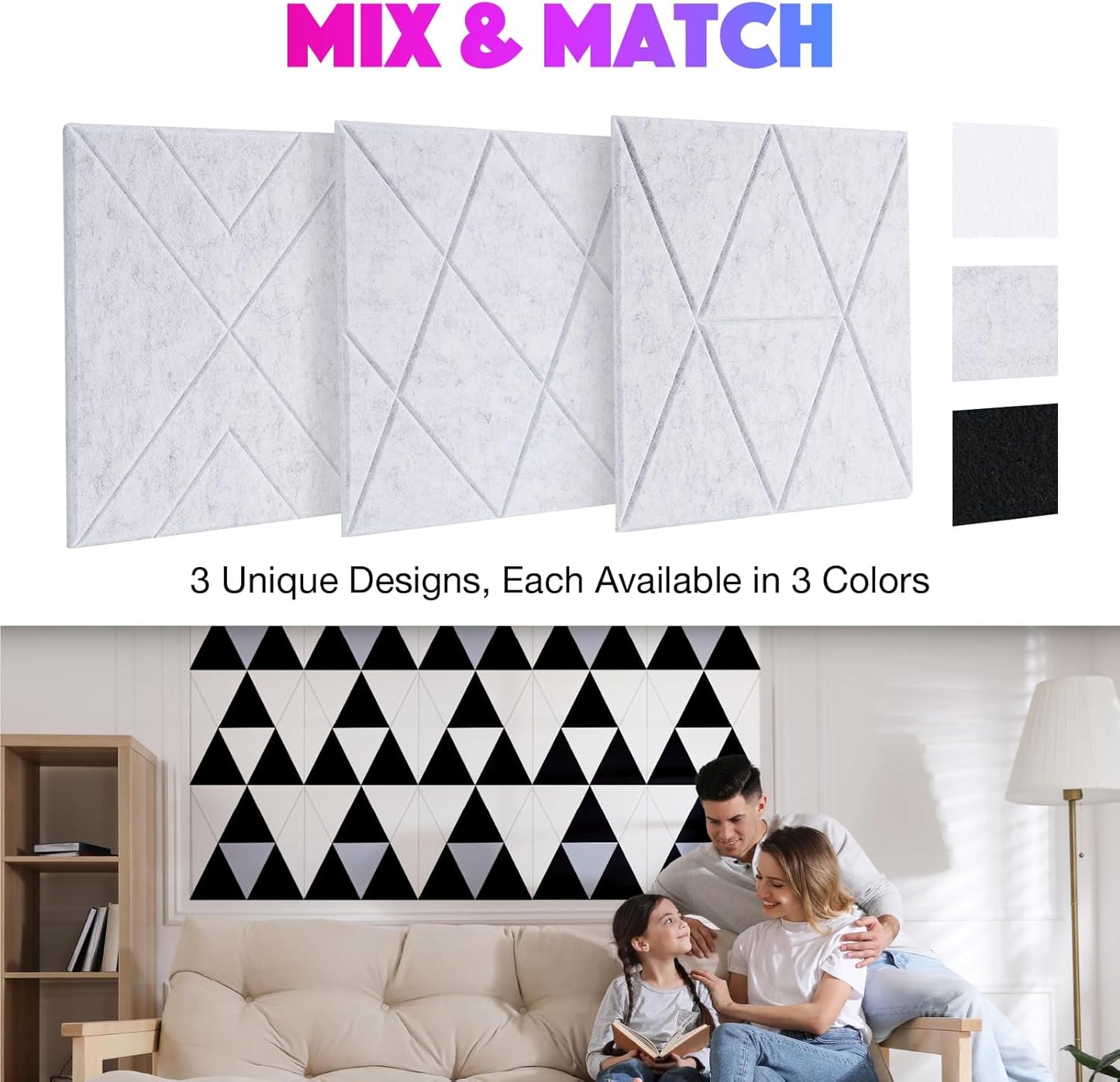 18 Pack Self-Adhesive Acoustic Panels, 12"x 12"x 0.4" Sound Absorbing Panels, High Density Square Sound Proof Noise Dampening Panels for Walls Home Studio Office, Trapezium Cutting Style, Silver Gray