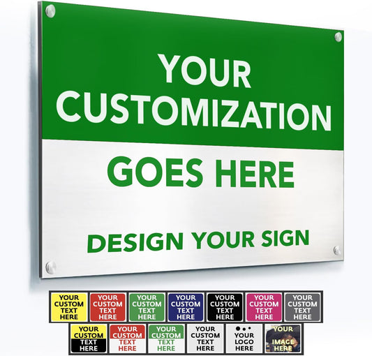 Custom Outdoor Metal Signs: Personalized Aluminum Business Signs, Waterproof, White Aluminum (Green & White, 42x28 In)