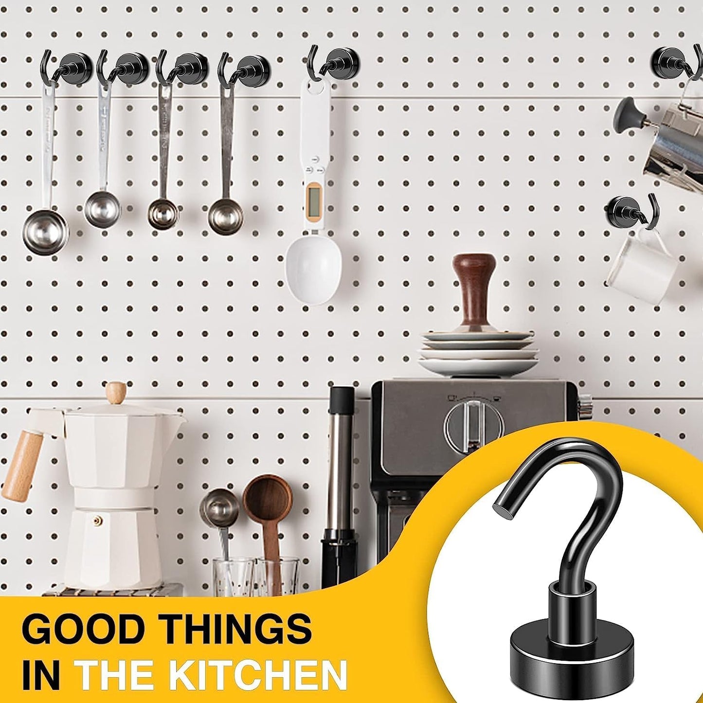 DIYMAG Magnetic Hooks, 30Lbs Strong Heavy Duty Cruise Magnet S-Hooks for Classroom, Fridge, Hanging, Cabins, Grill, Kitchen, Garage, Workplace and Office Etc, (150 Pack-Black),Screw in Hook