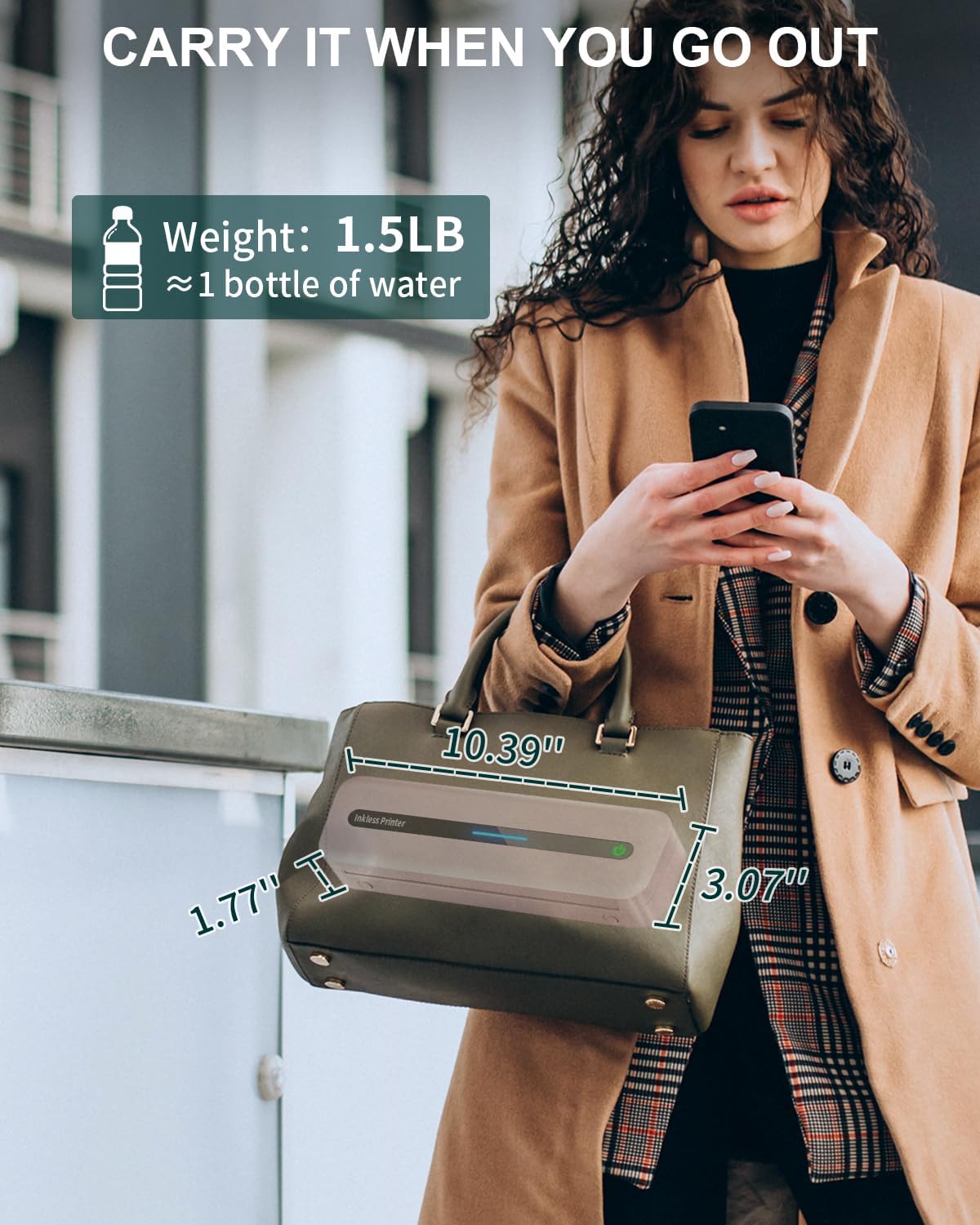 COLORWING Portable Printers Wireless for Travel, 300DPI Mini Compact Inkless Printer, Thermal Bluetooth Printer Compatible with Android and iOS Smartphone & Tablet & Laptop - Pink