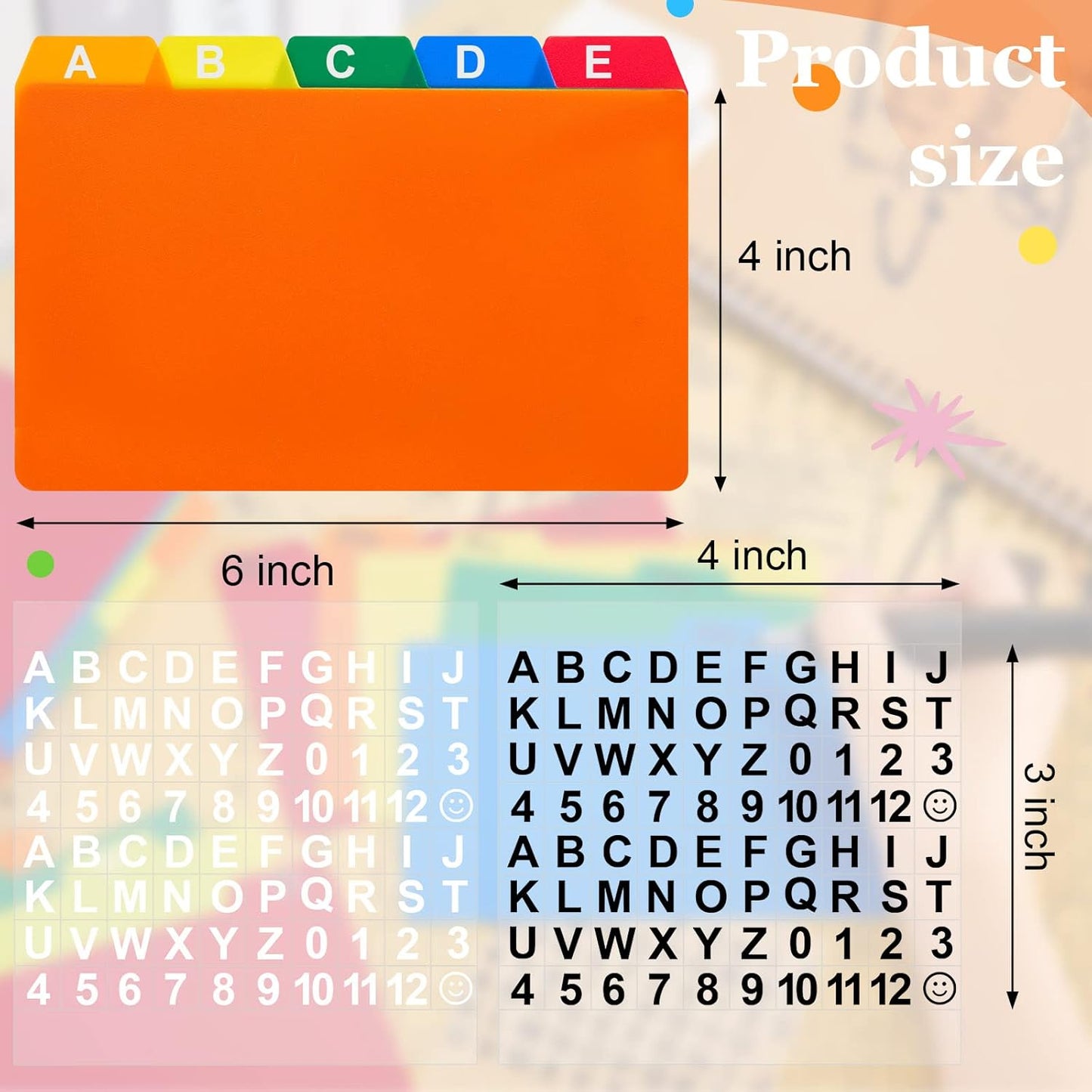 Lewtemi 50 Pcs Index Card Dividers 4 x 6 Inch Index Card Dividers with Tabs Guides with 2 Pcs Alphabet Number Stickers for Office Recipe Business (Assorted Color)