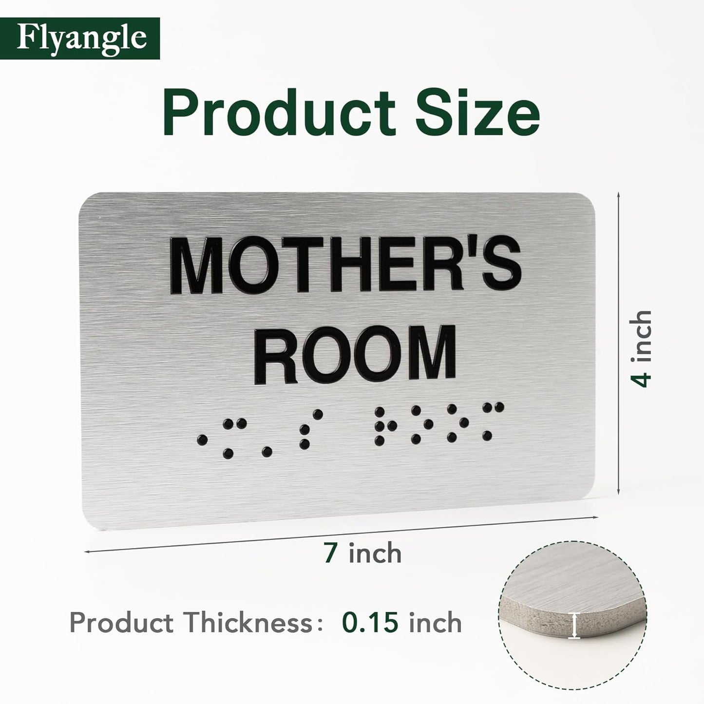 Wellness Room Signs for Business and Office Sign, ADA Signs with Raised Text & Grade 2 Braille, Easy Installation with Adhesive Pad – Brushed Aluminum/Silver