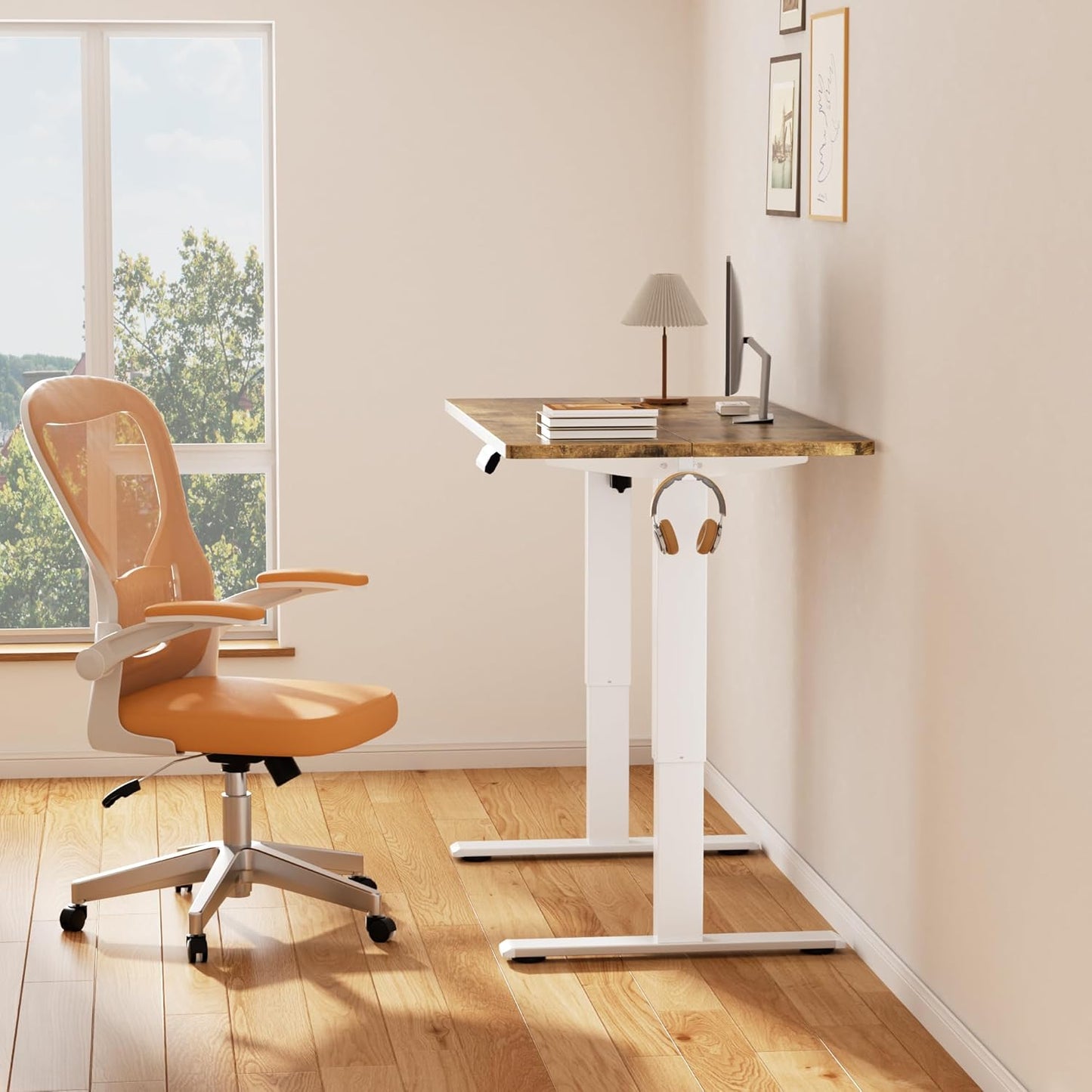 Electric Standing Desk Frame, Height Adjustable Desk Legs Up to 47.2",with Memory Controller,Ergonomic Stand Up Base Workstation for Home Office, White Frame Only