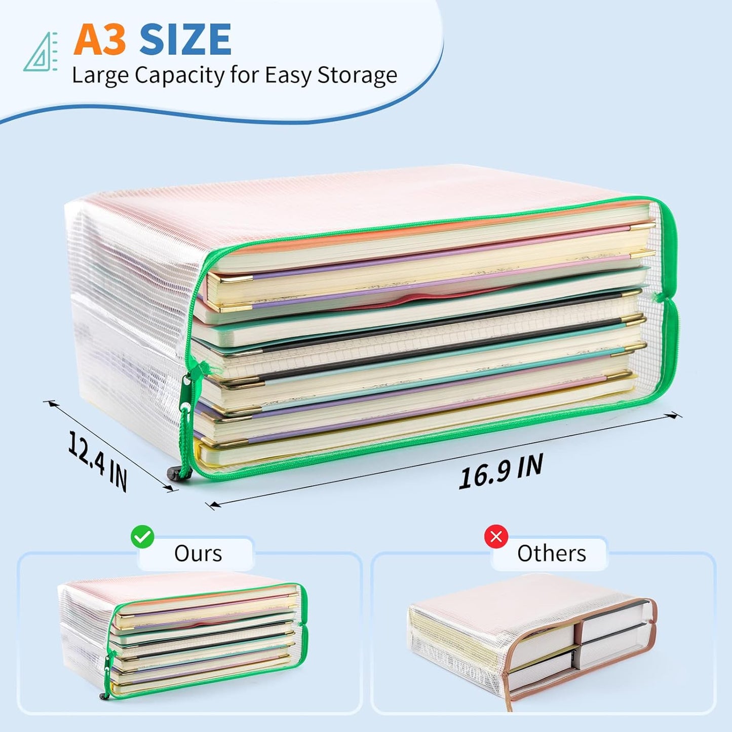 Umriox 32 Pack A3 Mesh Zipper Pouch Bags, Zipper Pouches for Organizing, Puzzle Bags, Clear bags for Crafts Projects, Travel Accessories, Board Game Storage