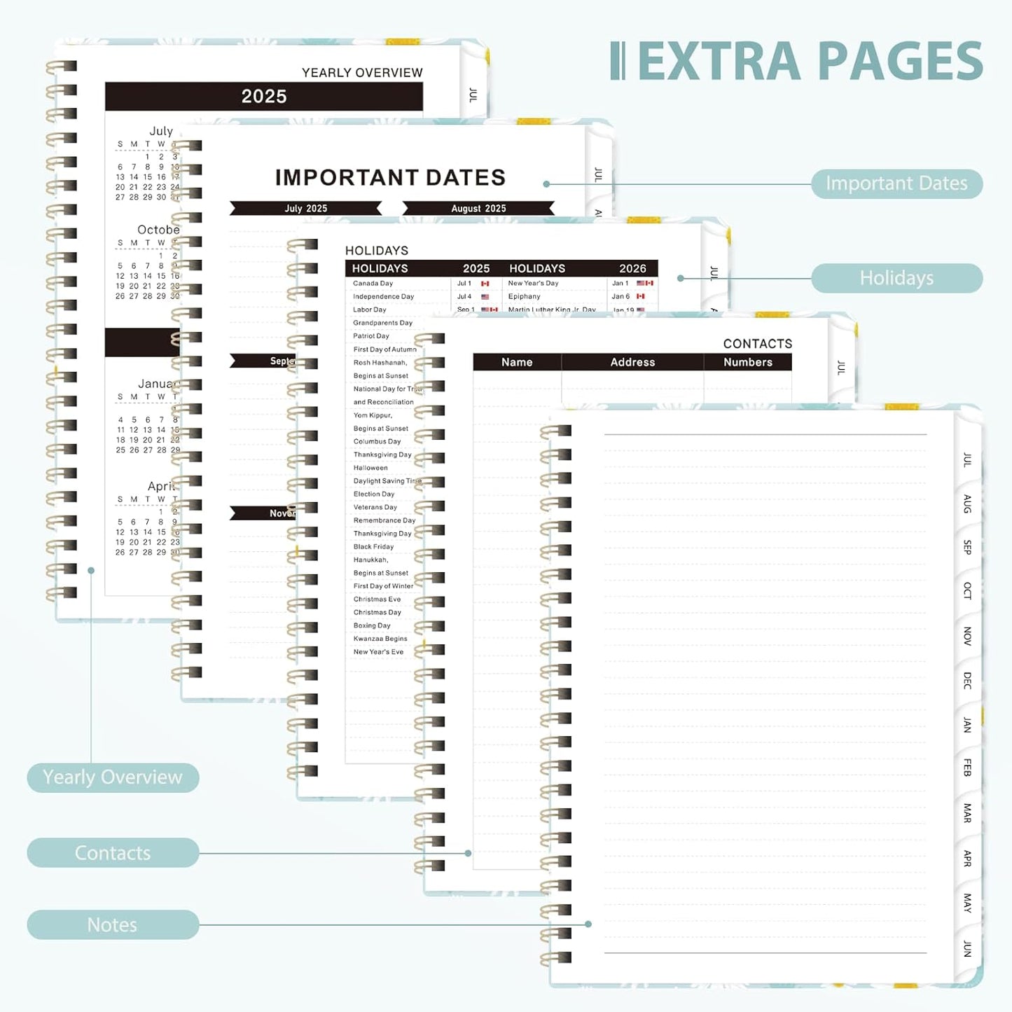 Planner 2025-2026, Weekly and Monthly Calendar Academic Planner (July 2025 - June 2026), Hardcover Teacher School Student Agenda with Tabs, Ideal for School Office Supplies, A5 (6.3" x 8.5")