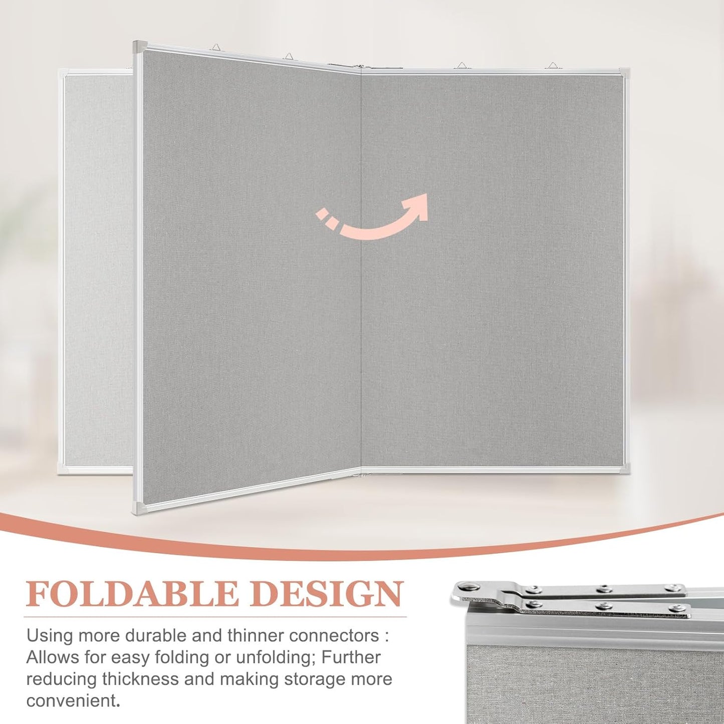 Double-Sided Large Cork Board with Linen, 60" x 40" Foldable Hanging Aluminum Framed Bulletin Board, Vision Board Pin Board Corkboards for Walls, Office, School Decor, 20 Pushpins