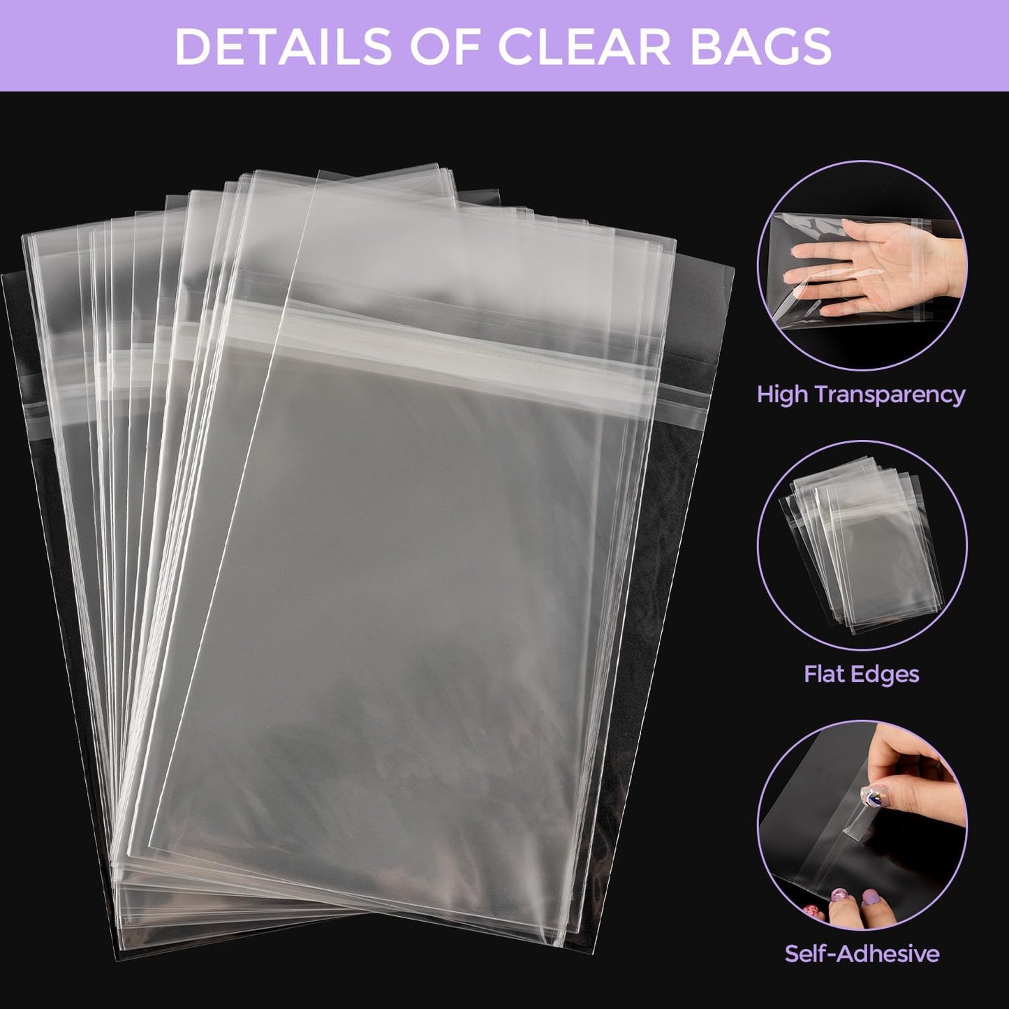 Frametory, 25 Pack 16 3/8"x20 1/8" Acid-Free Clear Plastic Bags, Self Seal Crystal Photo Sleeves for 16X20 Framing Mat Mattes, Art Prints, Clothes