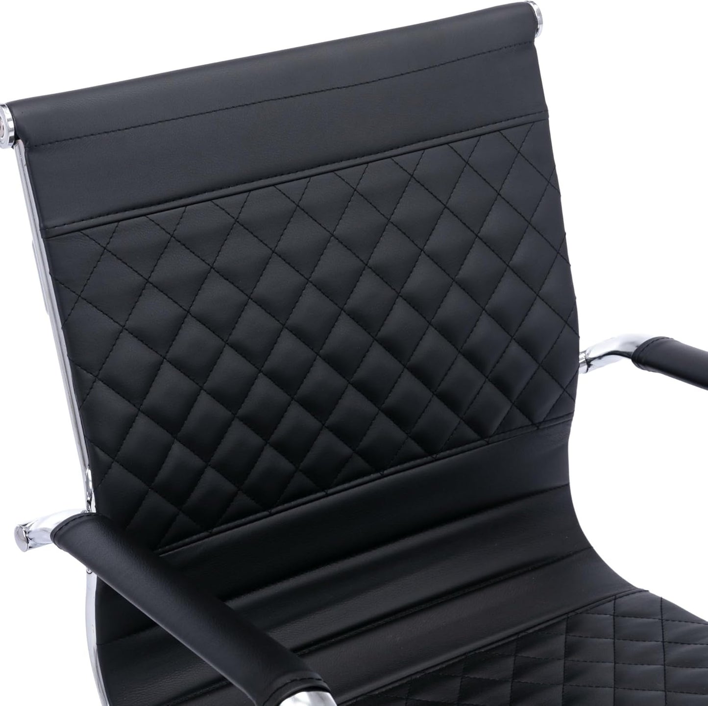 Office Guest Chairs - Reception, Waiting Room & Conference Room Set of 2 - Mid Back, Modern PU Leather Desk Chairs, Black