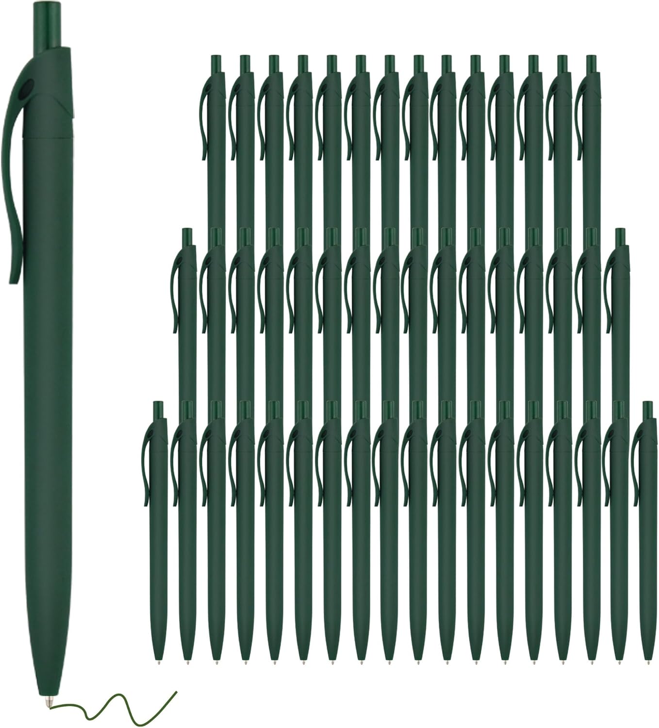 deegtran Pens Bulk, 50 Pack No Bleed Green Click Pens, Wholesale Retractable Ballpoint Pens, Pens Medium Point, Smooth Ink Pens, 1.0MM Green Ink