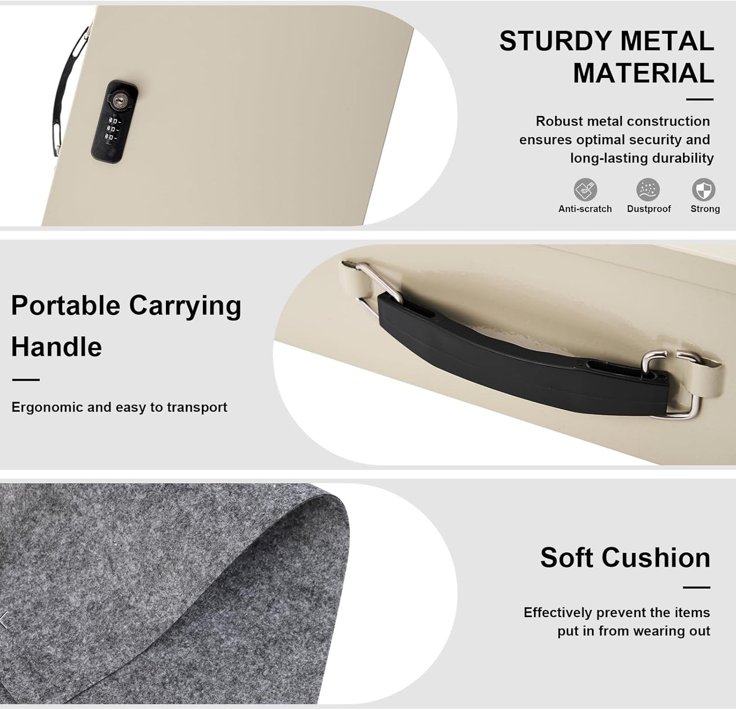 Fireproof Document Box with Key Lock & Fireproof Money Bag,Fire Safe Box for Valuables,Fire Resistance Security Chest,Fireproof Box for Documents,Passport Extra Large (White-Combination, Large)