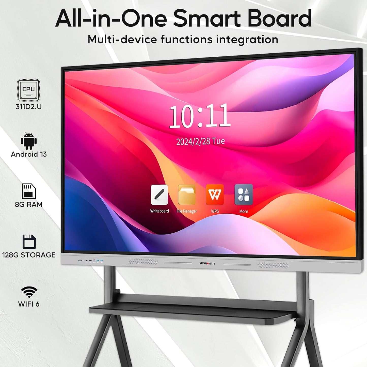 Smart Board | 75" Interactive Whiteboard | 4K UHD | Android 13 | 8+128GB | Digital Whiteboard, Electronic White Board for Classroom Home Office | Wall Mount Included
