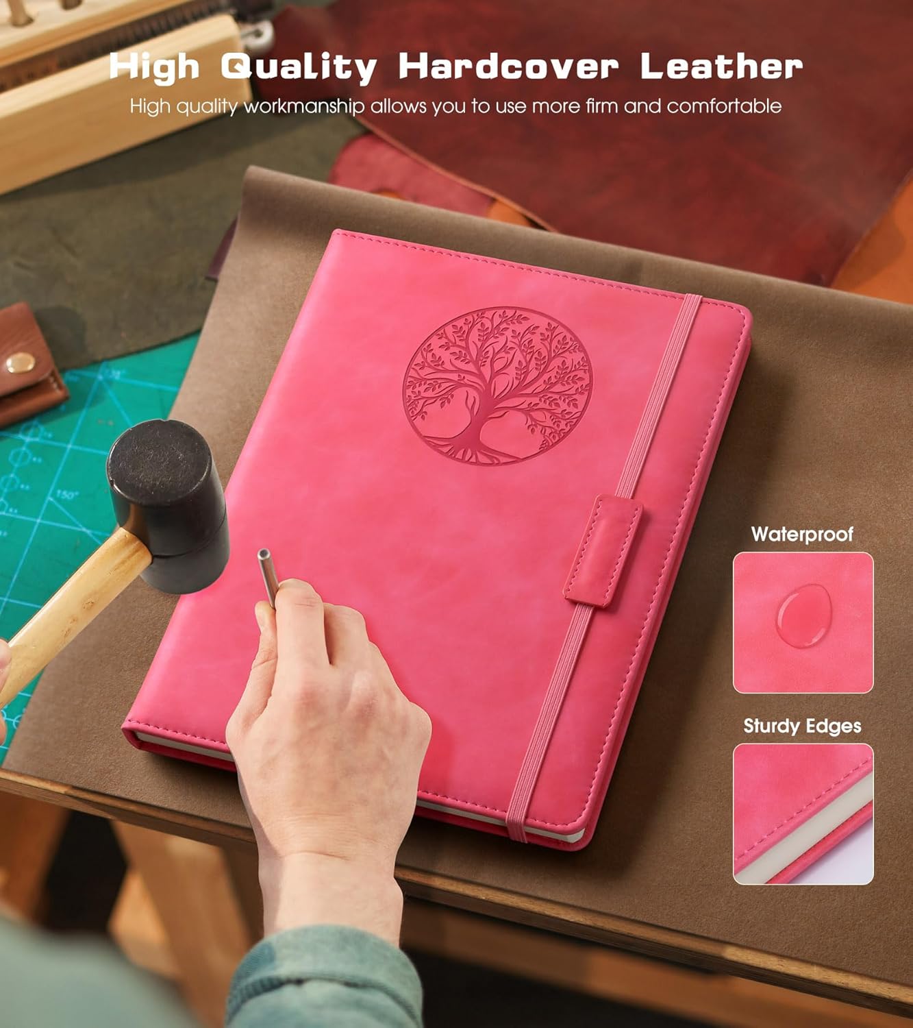 Lined Journal Notebook for Women Men,256 Pages B5 Large Hardcover Leather Journals for Writing,Travel,Business,Work,School,College Ruled Notebooks for Note Taking,Diary Notepad 7.8"×10.2"