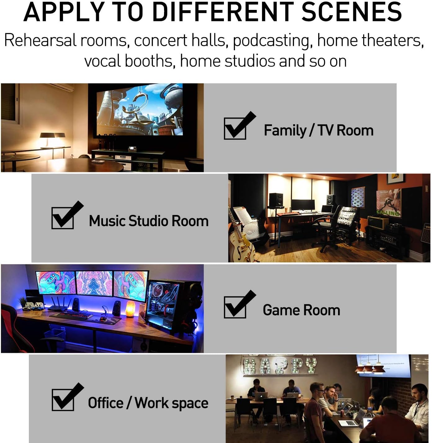 80 Pack Acoustic Foam Panels 1" x 12" x 12" Sound Proof Foam Panles Soundproofing Noise Cancelling Wedge Panels for Home Office Recoding Studio with 420PCS Double-Side Adhesive