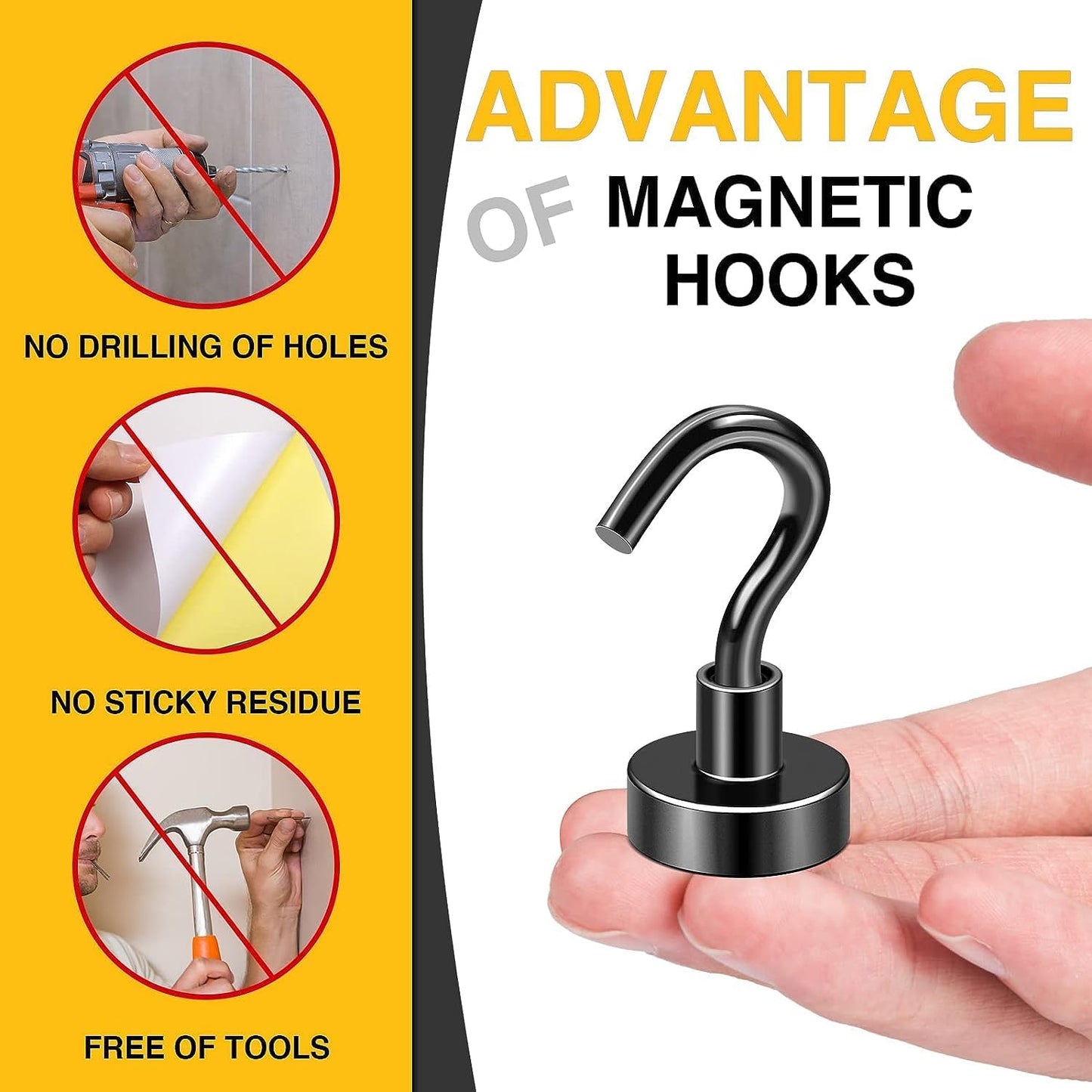 DIYMAG Magnetic Hooks, 30Lbs Strong Heavy Duty Cruise Magnet S-Hooks for Classroom, Fridge, Hanging, Cabins, Grill, Kitchen, Garage, Workplace and Office Etc, (100 Pack-Black)