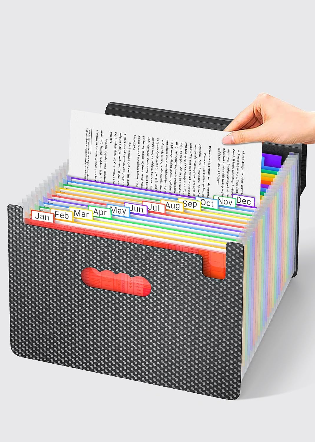 25 Pockets Expanding File Folders,Accordion File Organizer with Handle,Portable Filing Box,Expandable File Folder,Adjustable Support Strap,Colored Tabs.Papers Bills Documents Organizer,A4/Letter Size