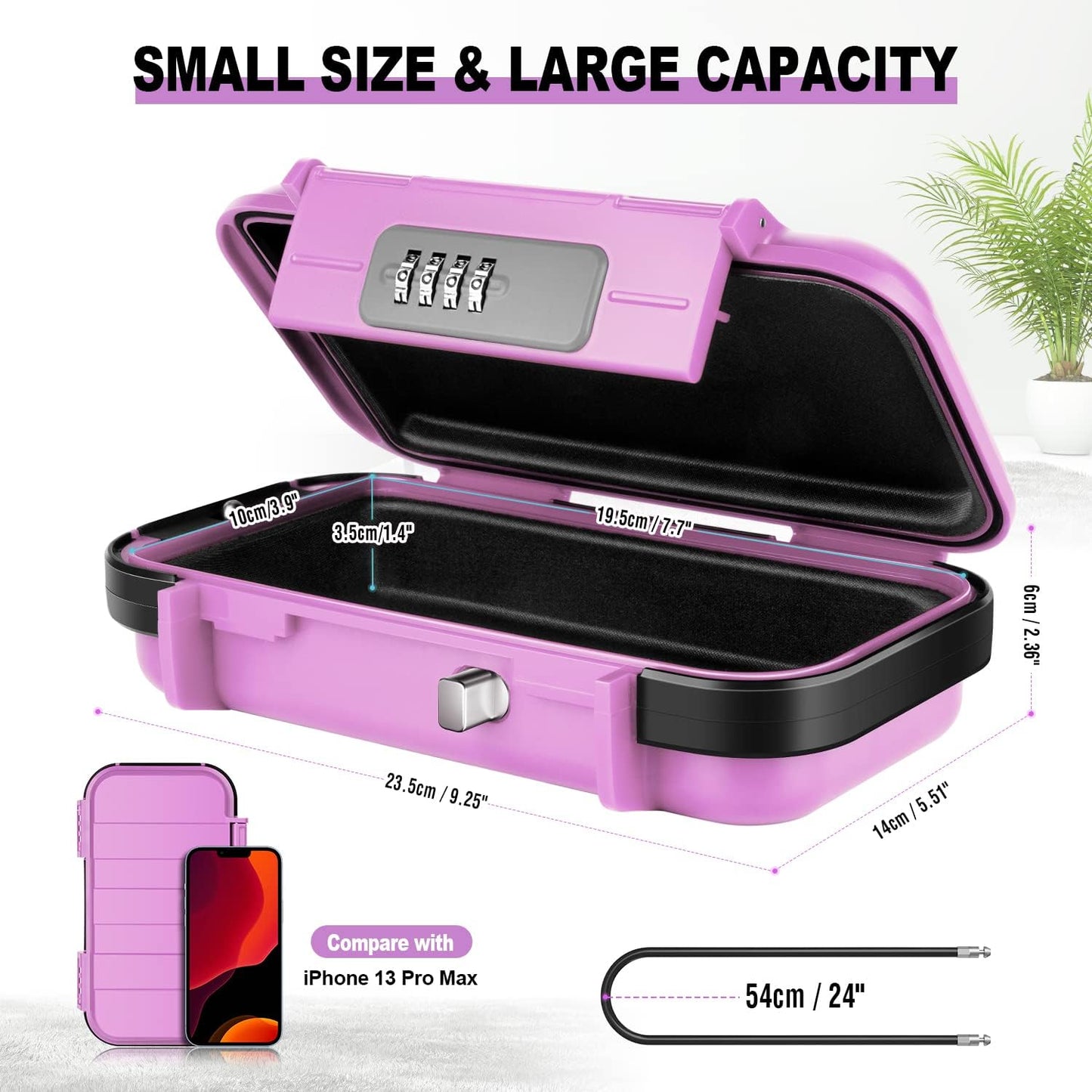 BKNOOU Portable Safe with Removable Chain, Anti-Theft Beach Safe Box, Waterproof Combination Lock Box for Travel, Dorm, Beach, Hotel, Car, Home, Office