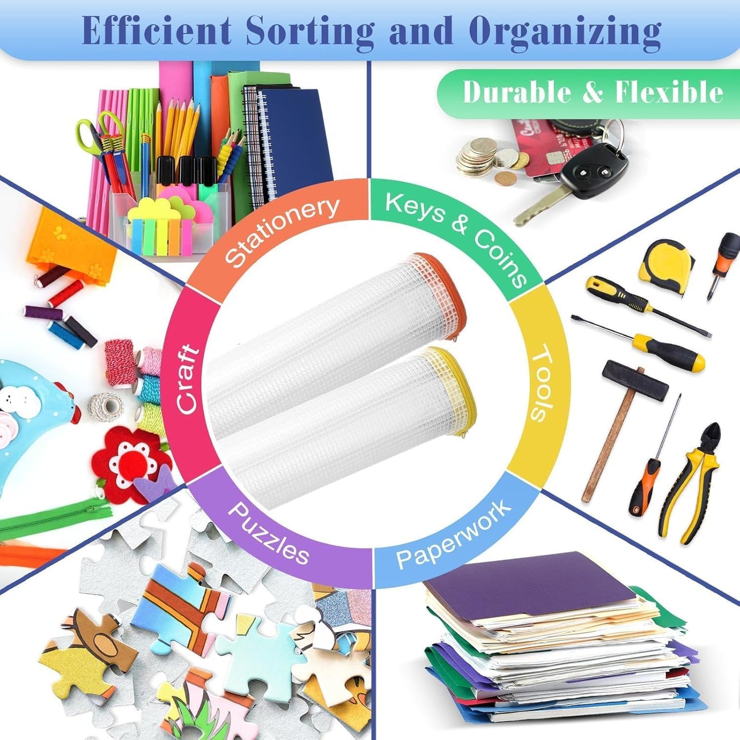 Jetec 32 Pcs Mesh Zipper Bags Toy Storage Bikini Organizer Bag Bolsas Para Guardar Trajes De Baño Waterproof Zipper Reusable Pouch Puzzle Multipurpose for Storage Office(Stylish Color,9 x 7 Inch)