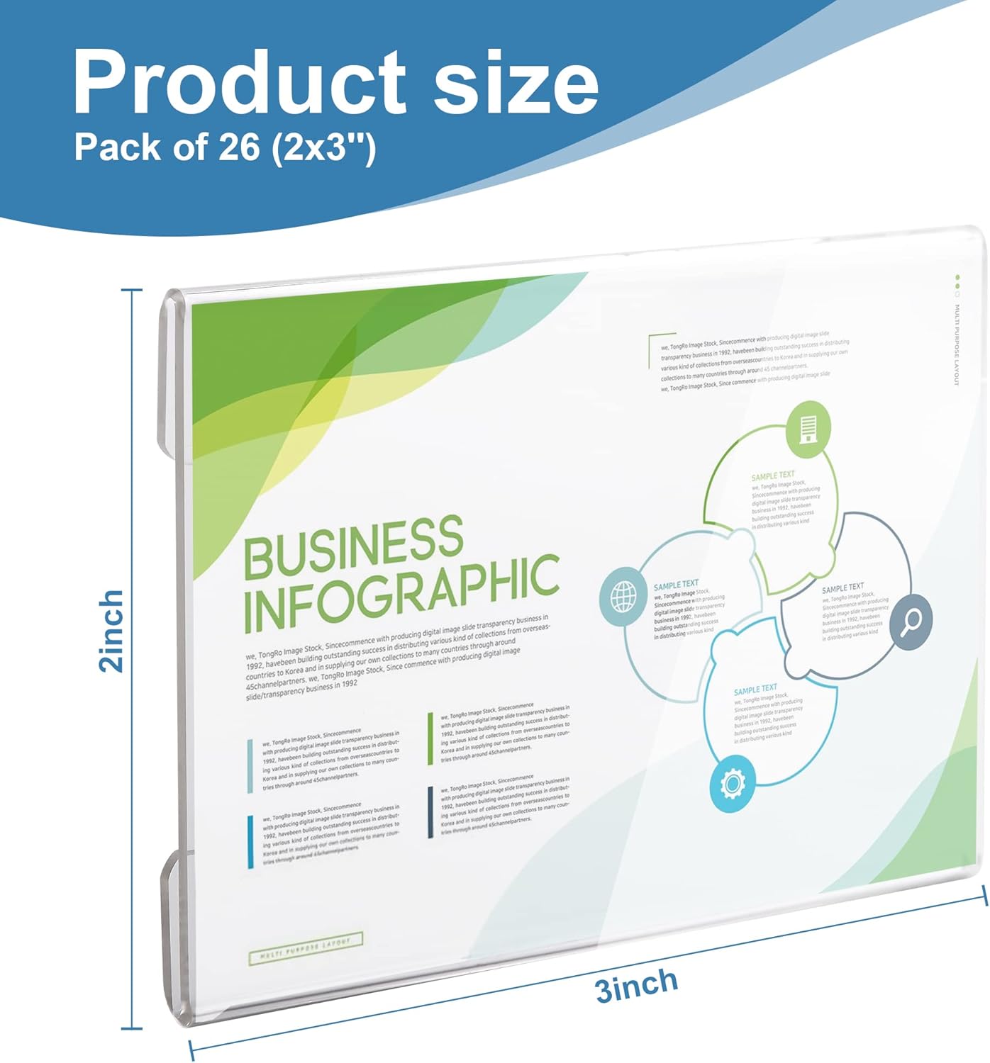 Lesnlok 26 Pack Wall Mount Acrylic Sign Holder 2x3 inch，With 3M Tape Adhesive for Office, Home, Store, Restaurant, No Drilling