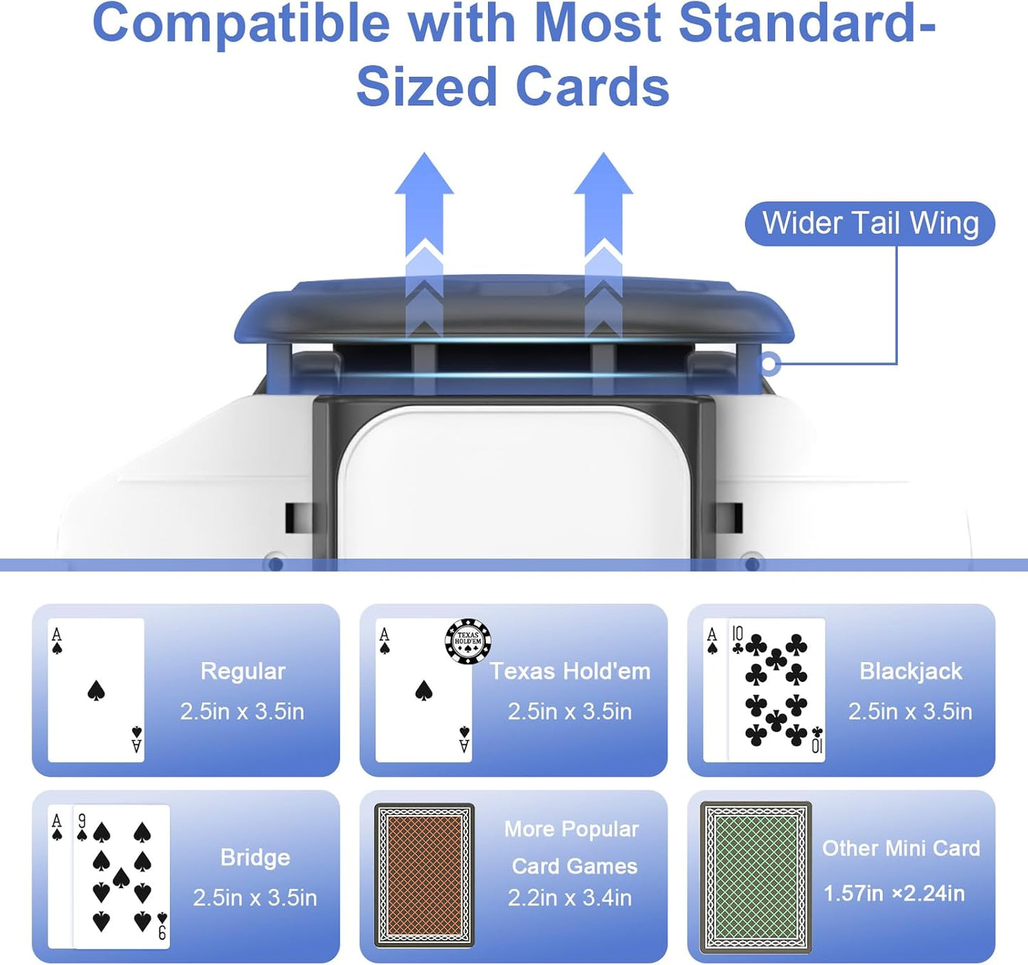 BEE&FLOWER Card Shuffler Rechargeable Automatic Shuffler Low Noise Fast Shuffle for 1–2 Decks with Auto/Manual Modes Compatible with Poker, Blackjack, Texas Hold’em, Bridge, Popular Card Games