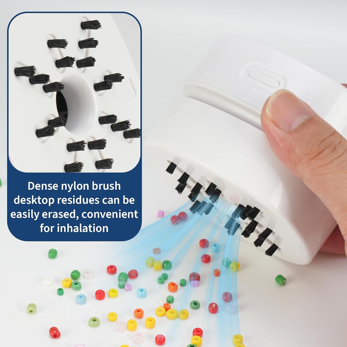 Desktop Vacuum Cleaner, Mini Table Dust Crumb Sweeper USB Charging for Cleaning Eraser Crumbs, Dust, Crumbs, Computer Keyboard and Car (White)