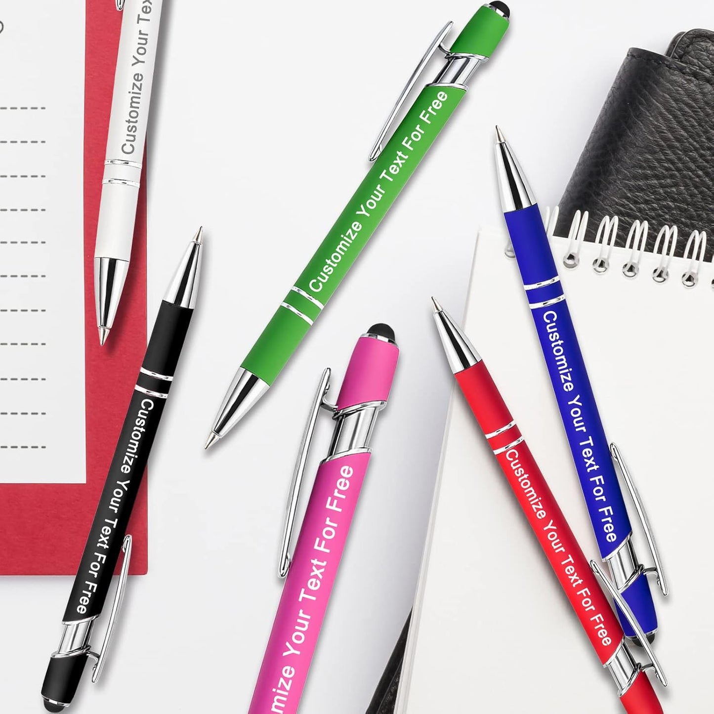 Max 500 Pcs Personalized Pens Bulk, Custom Pens with Free Engraving, Customized Stylus Tip Ballpoint Pen with Your Name Massage Text for School Office Business Graduation Anniversaries-10 Packs