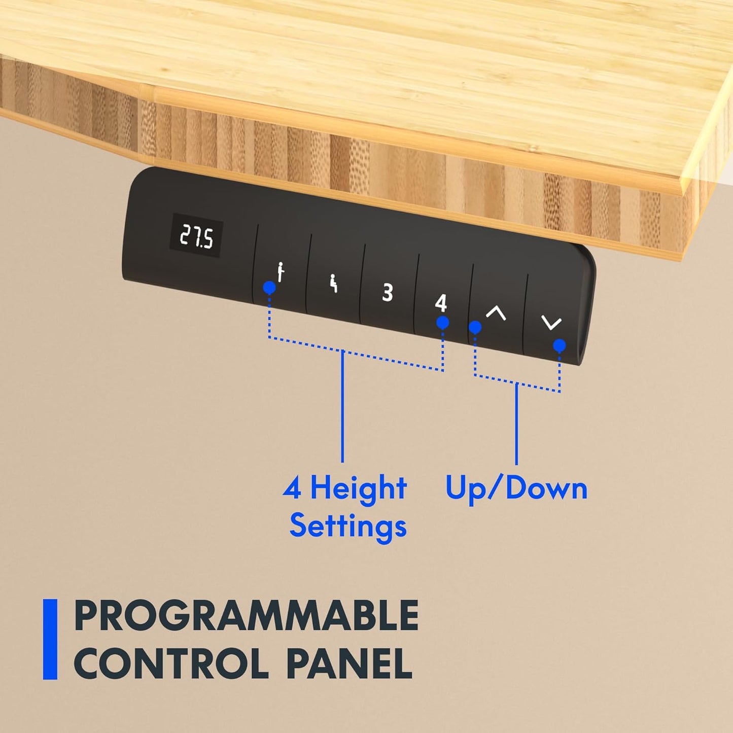 FLEXISPOT E3 Bamboo Dual Motor 48x24 Inch Electric Height Adjustable Standing Whole-Piece Board Sit Stand Up Desk (Black Frame + Bamboo Curved Desktop)