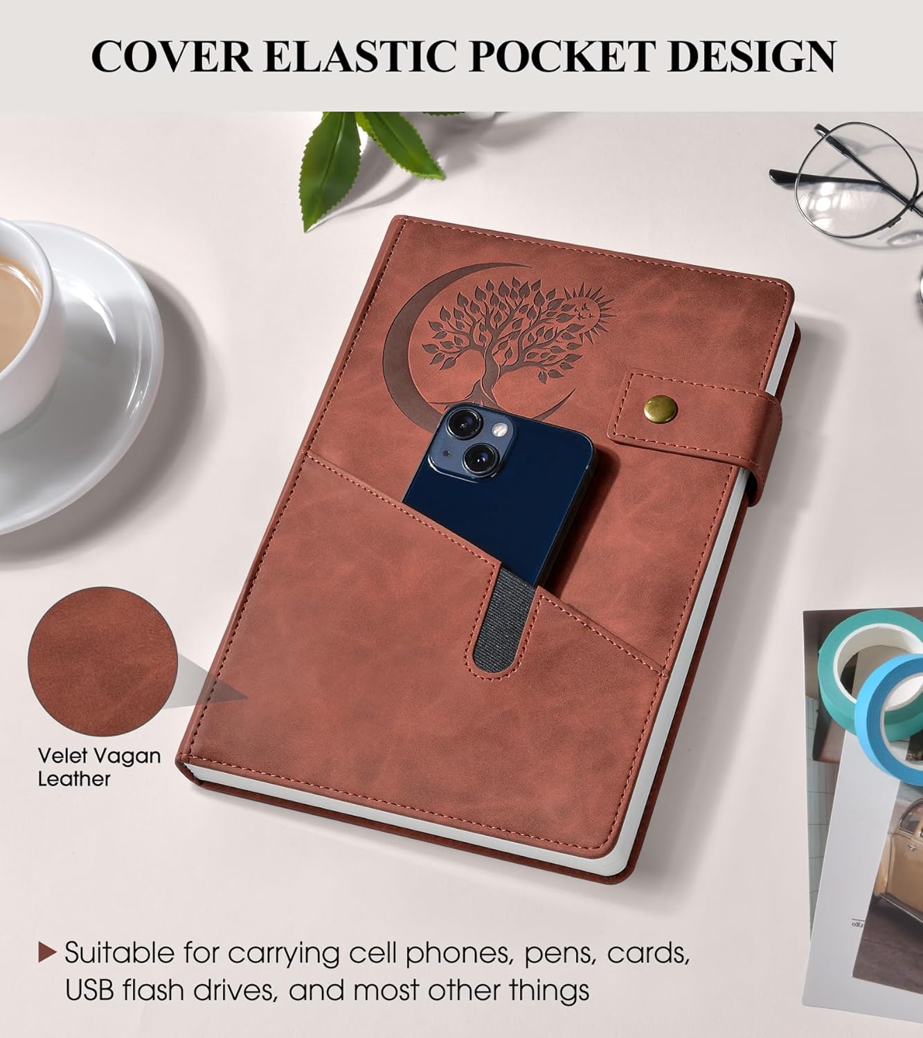 365 Page Thick Lined Journal Notebook for Men Women, A4 Large Leather Journals for Writing, Hardcover Notebooks for Work, School, Note Taking, Business, Travel Diary, College Ruled 8.5" x 11"