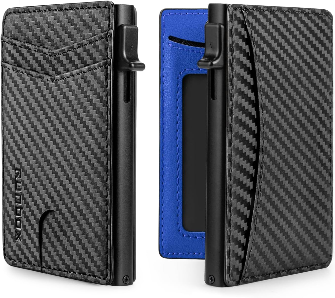 Slim Card Wallet for Men with ID Window – Minimalist RFID Wallet, Pop-Up Function, Ultra Thin Design, Metal Business Card Case Holds 8+ Cards, Gifts for Men, Men's Accessories