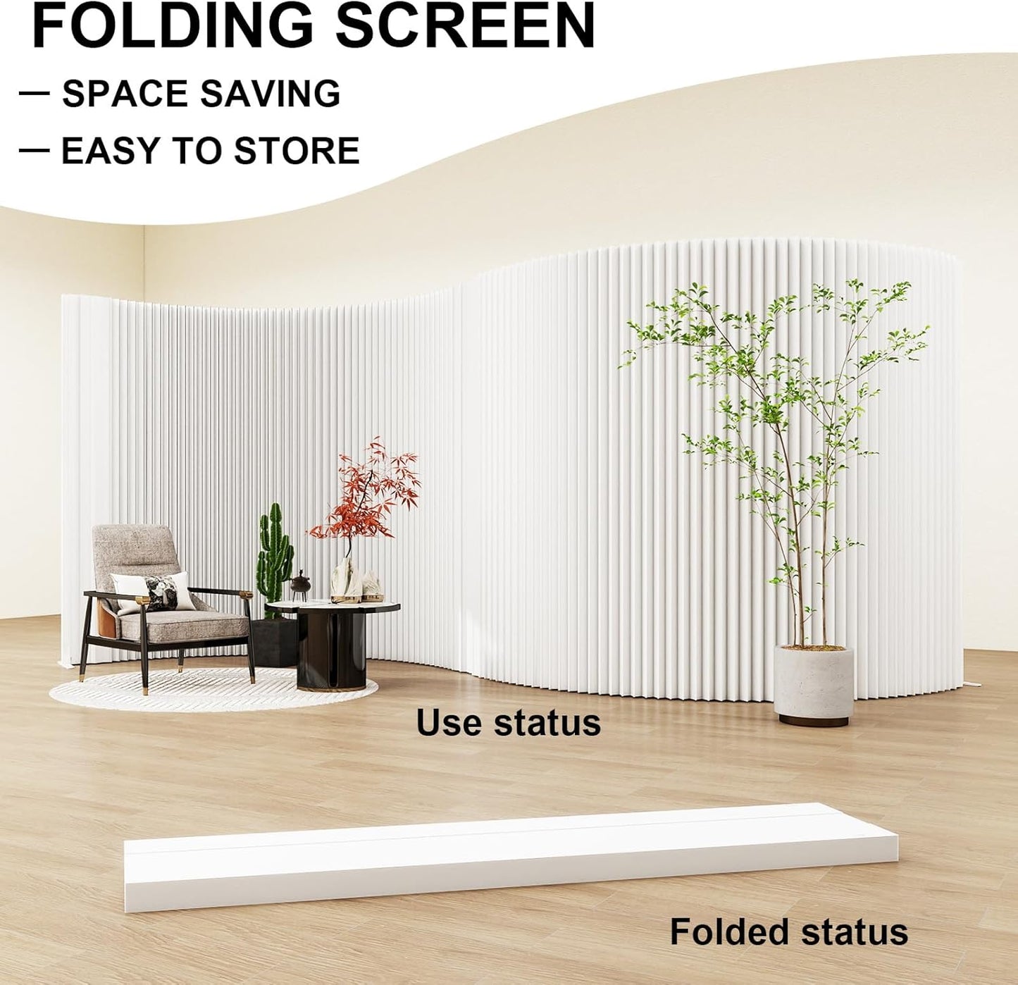 Paper Room Divider,Portable Office Partition Wall,Folding Privacy Paper Screen,Wall Dividers for Room Seperation,Indoor Freestanding Partition for Home Office Studio Exhibition -L16.4*W1.15 *H5.91 ft