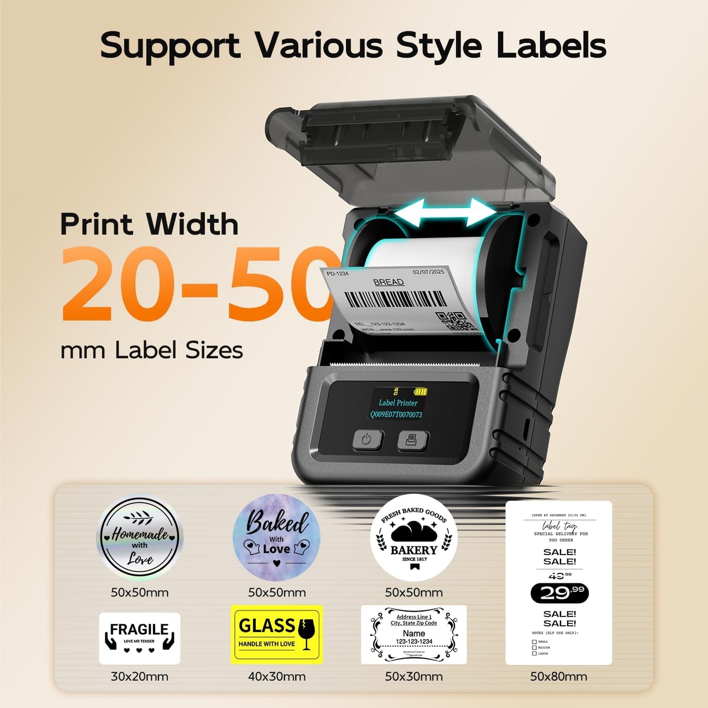 Phomemo Label Maker, 2 Inch Bluetooth Themal Label Printer with 3 Rolls Thermal Paper(4030/5030/5080mm), Inkless Labeler for Home, Bussiness, School, Office, Address, Sticker Printer for Phone & PC